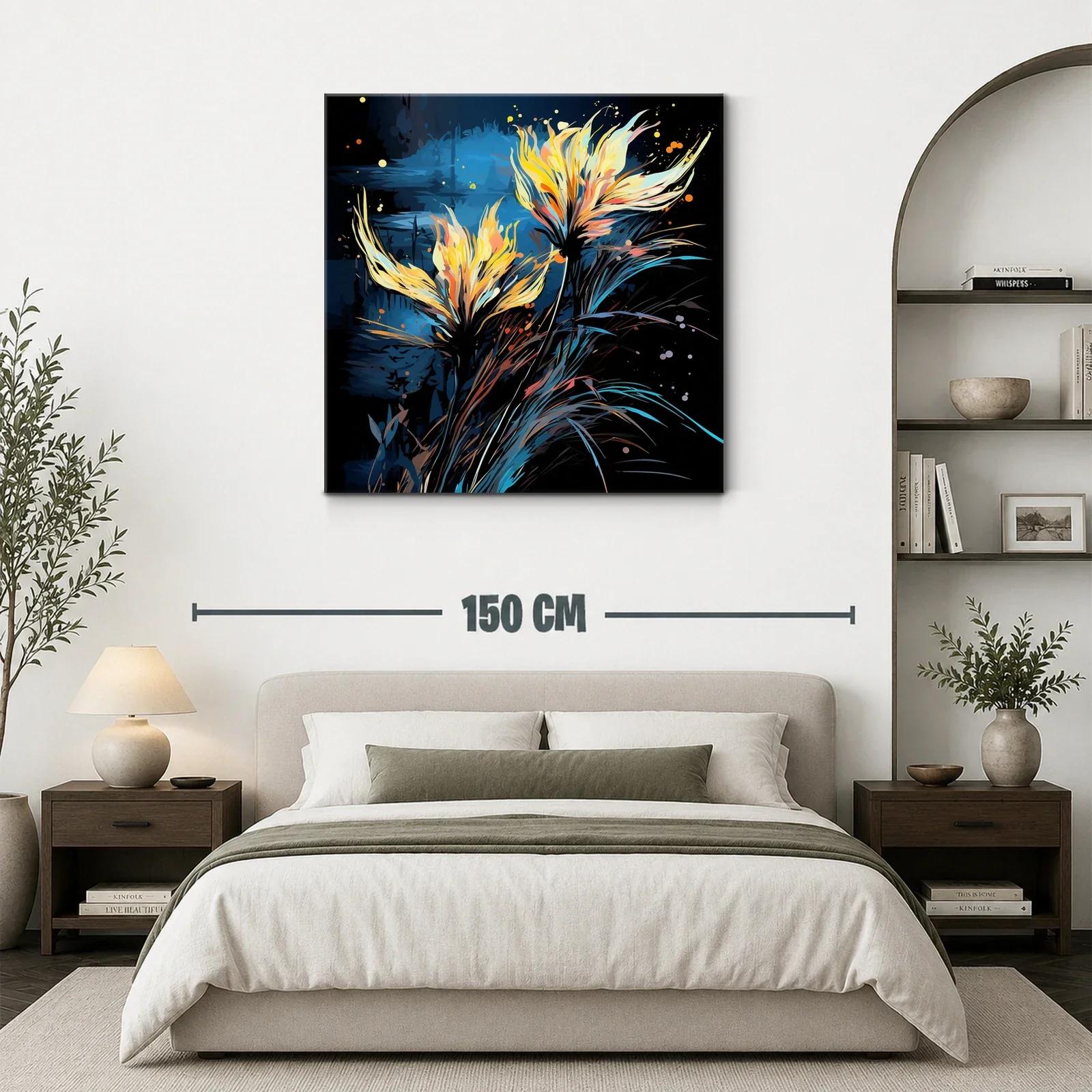 Flores luminosas en contraste azul y negro — miniatura 3