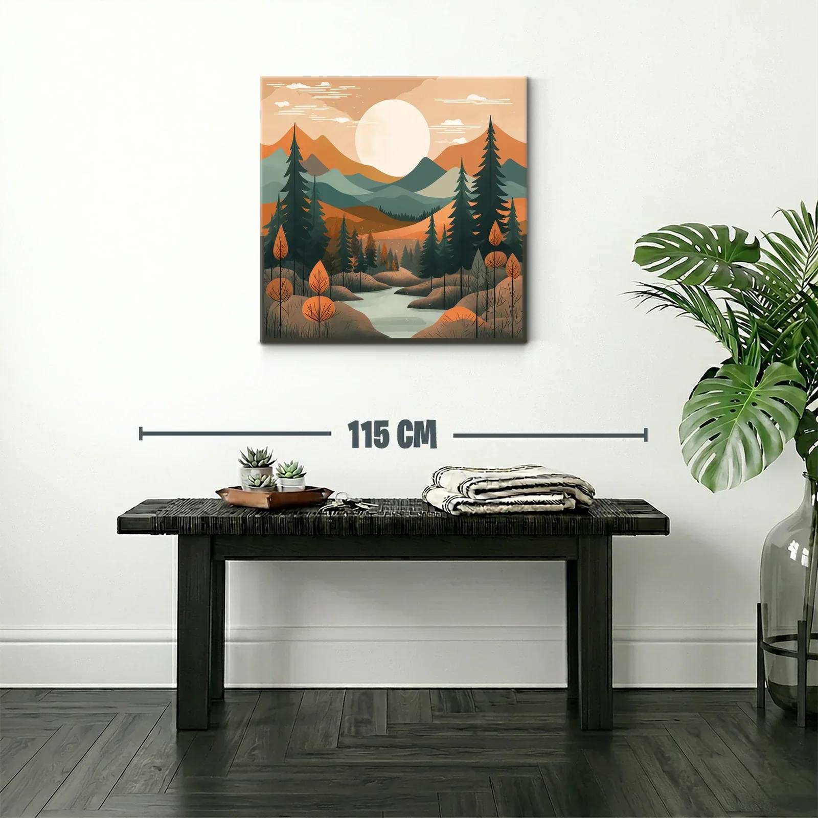 Paisaje sereno con montañas y río al atardecer — miniatura 2
