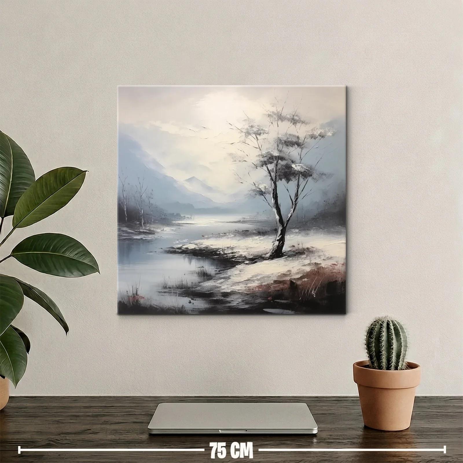 Paisaje con árbol solitario y lago en tonos suaves — miniatura 2