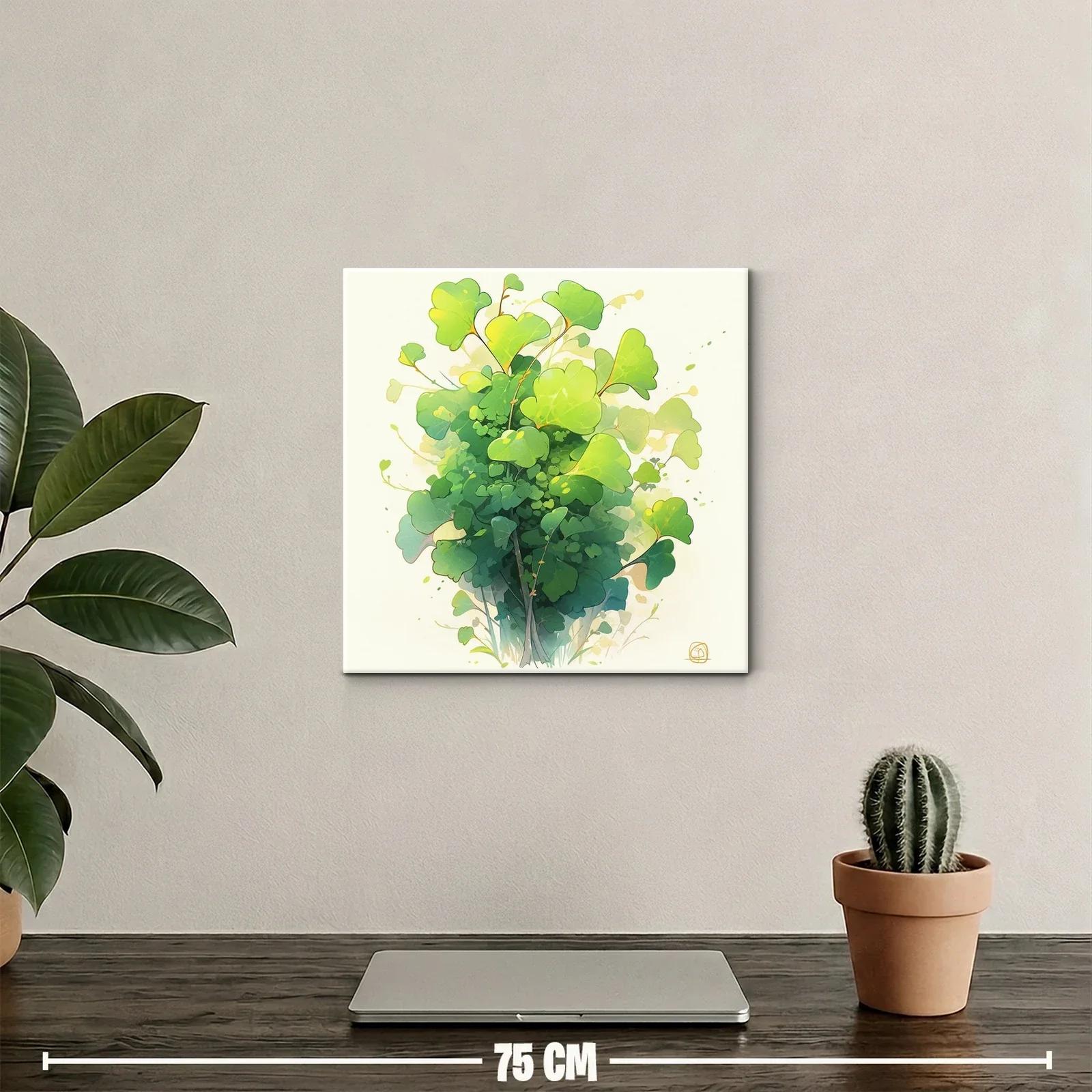 Cuadro con diseño de hojas verdes en tonos vibrantes — miniatura 2