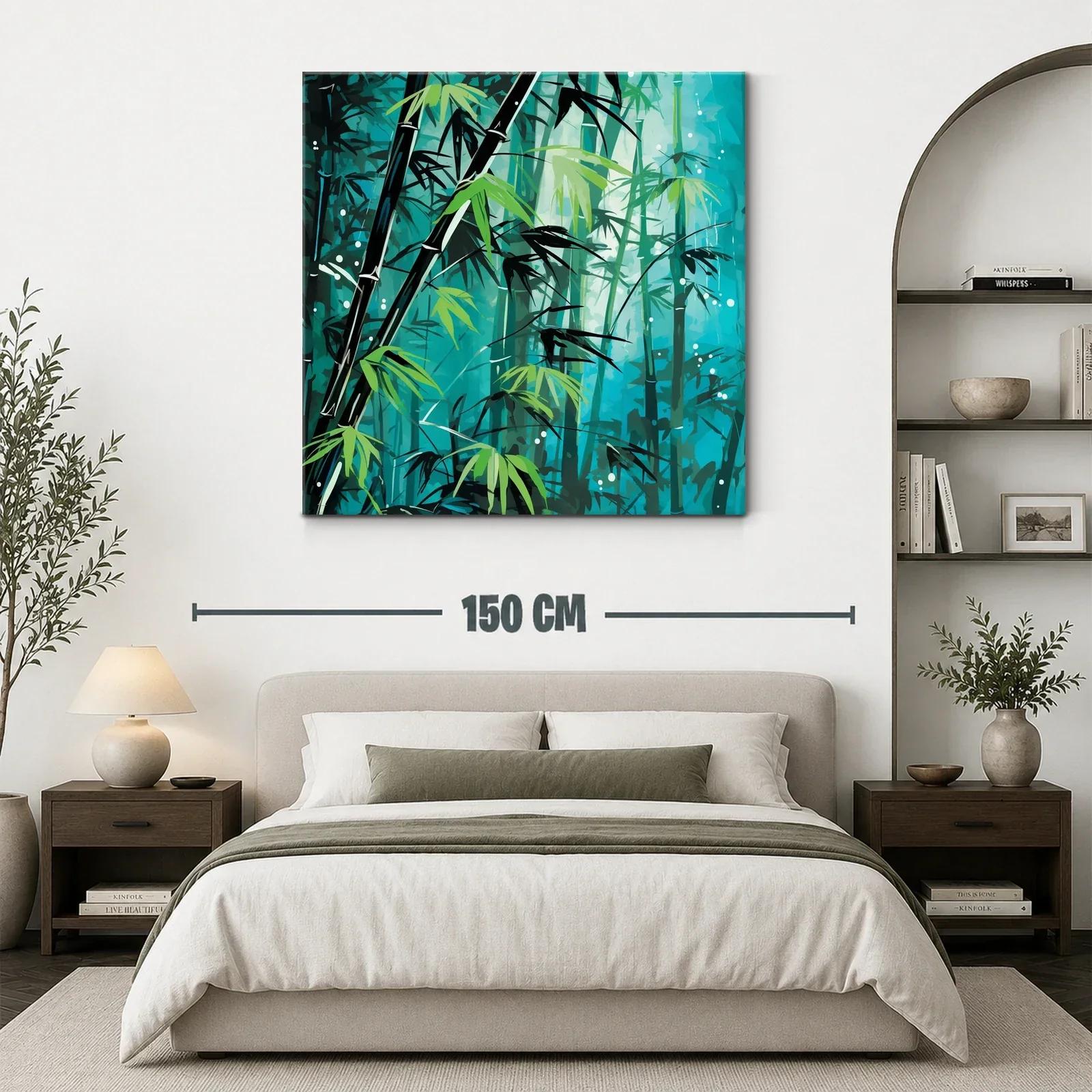 Bosque de bambú en tonos verdes y azules intensos — miniatura 3