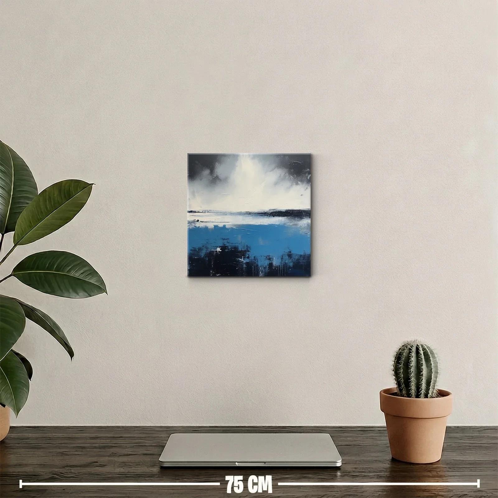 Cuadro abstracto con tonos azules y grises para decoración — miniatura 2