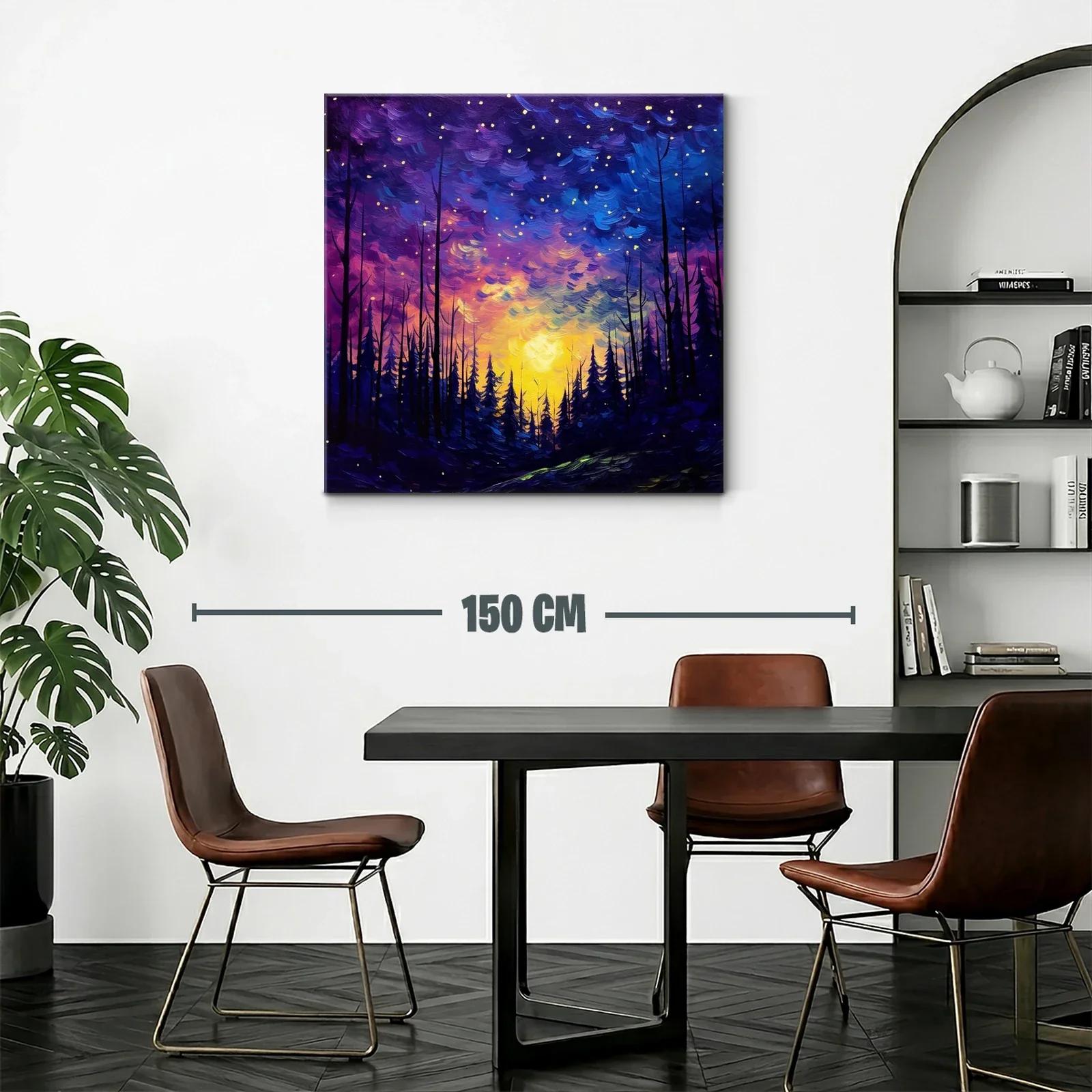 Paisaje nocturno estrellado con bosque encantado — miniatura 2