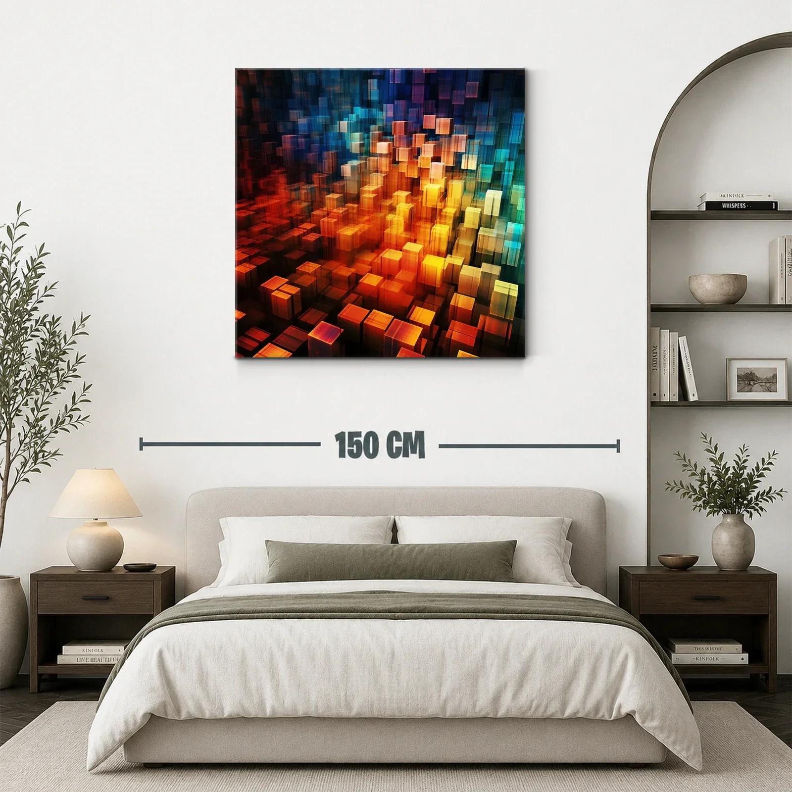 Composición abstracta de cubos en tonos cálidos y fríos — miniatura 3