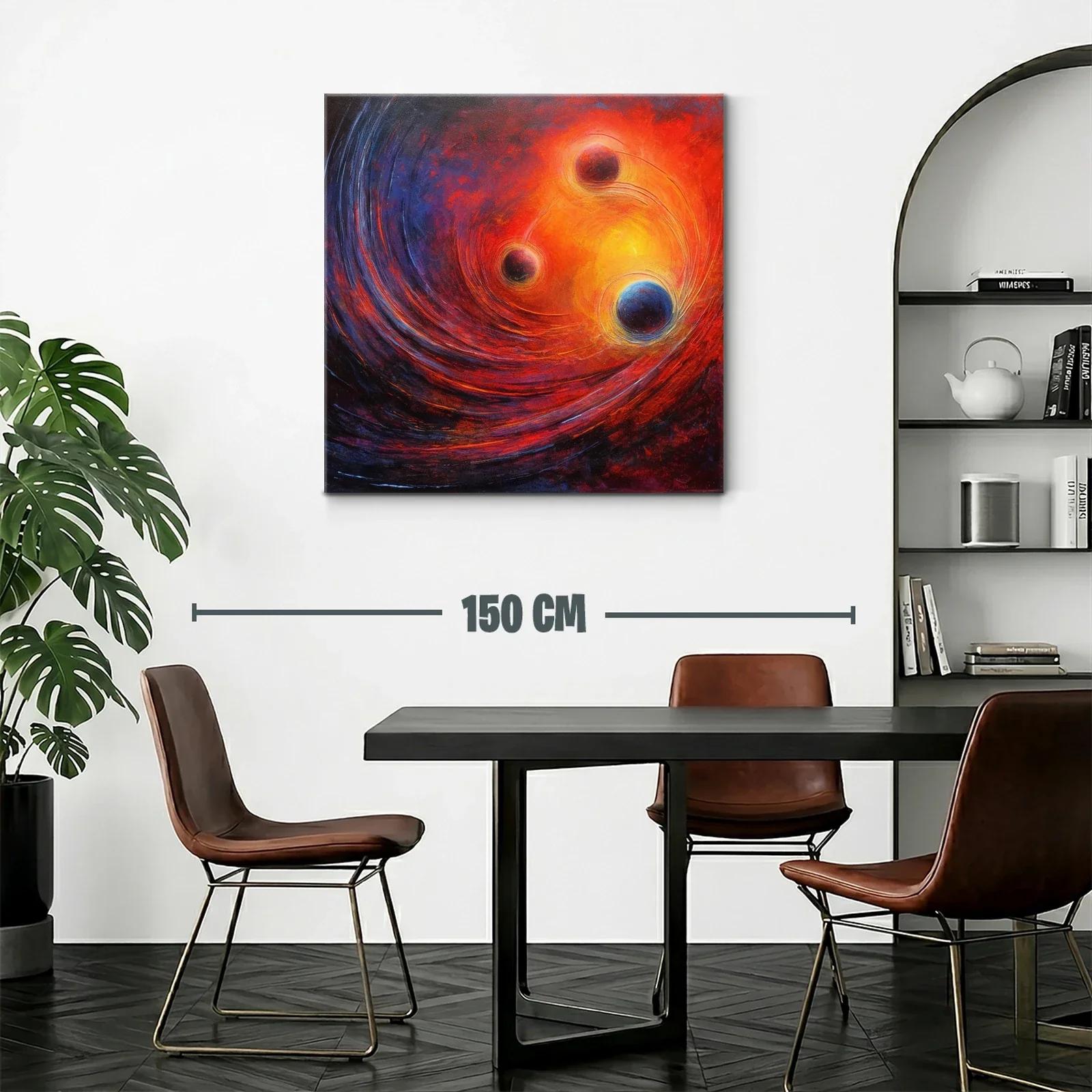 Cuadro abstracto con esferas y energía cósmica brillante — miniatura 2