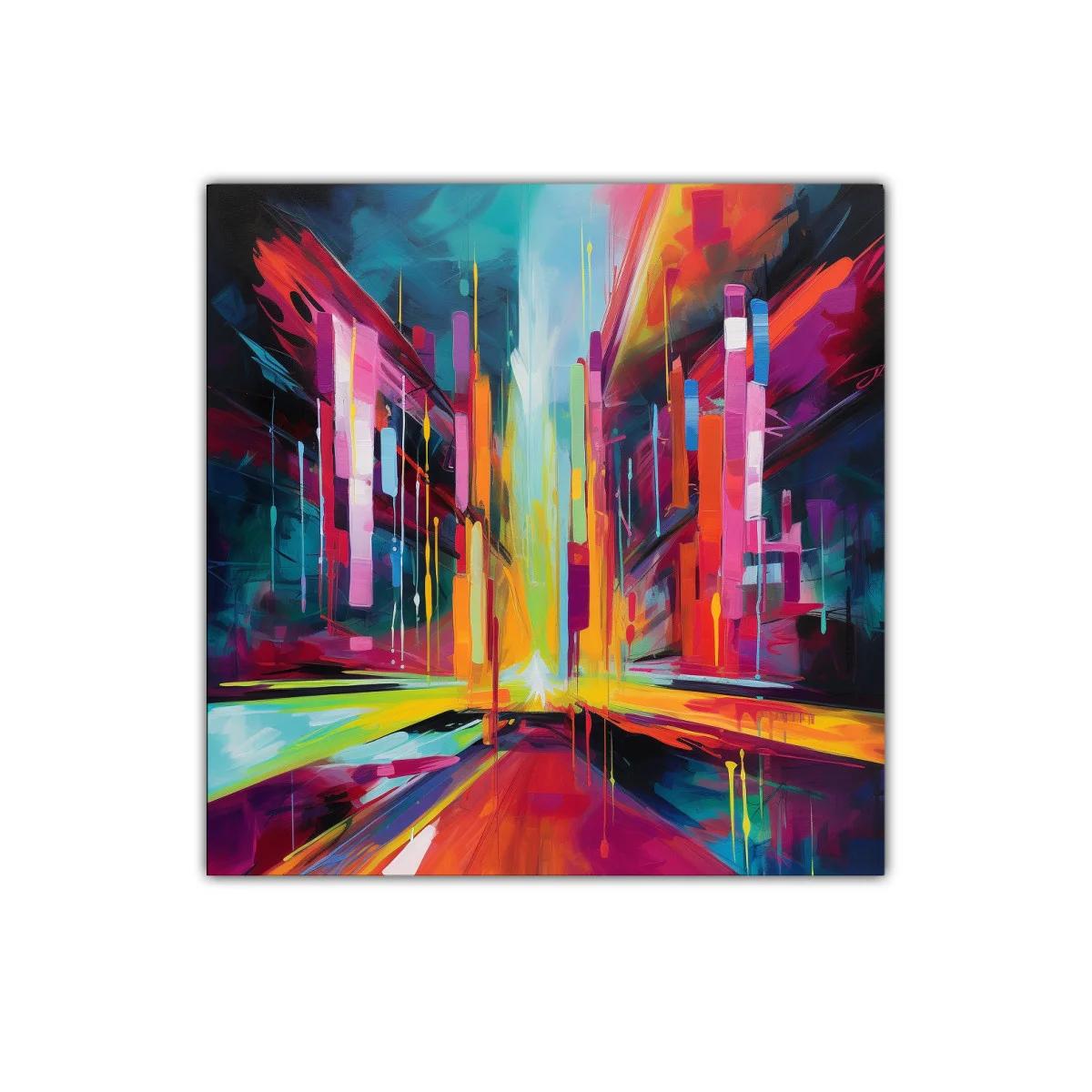 Cuadro abstracto con vibrantes luces urbanas coloridas — imagen principal