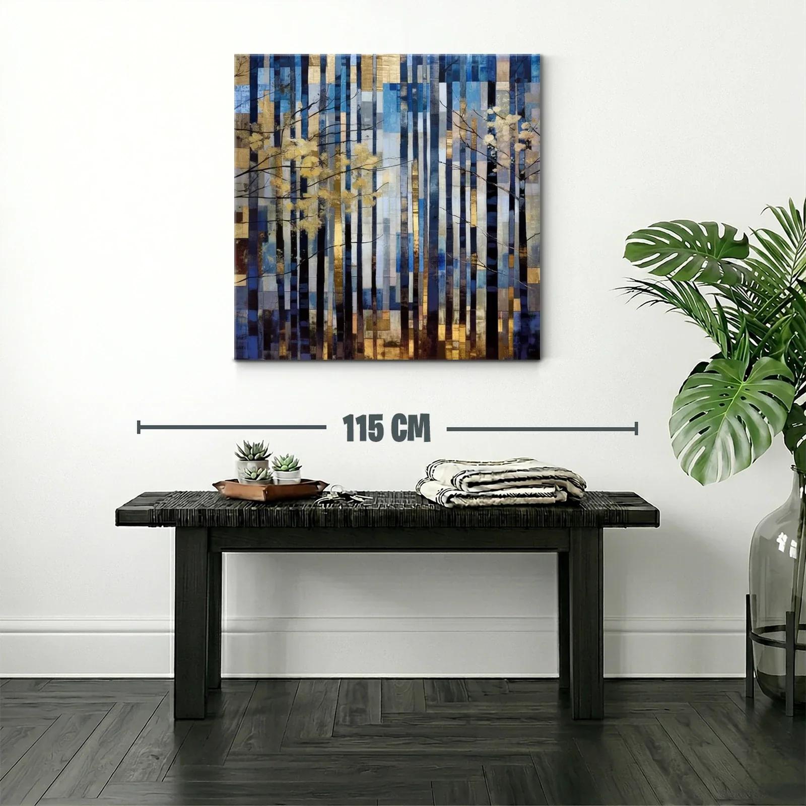 Bosque abstracto con tonos dorados y azules en líneas verticales — miniatura 2