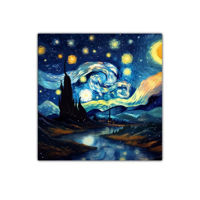 Paisaje nocturno con cielo estrellado vibrante y río reflejante