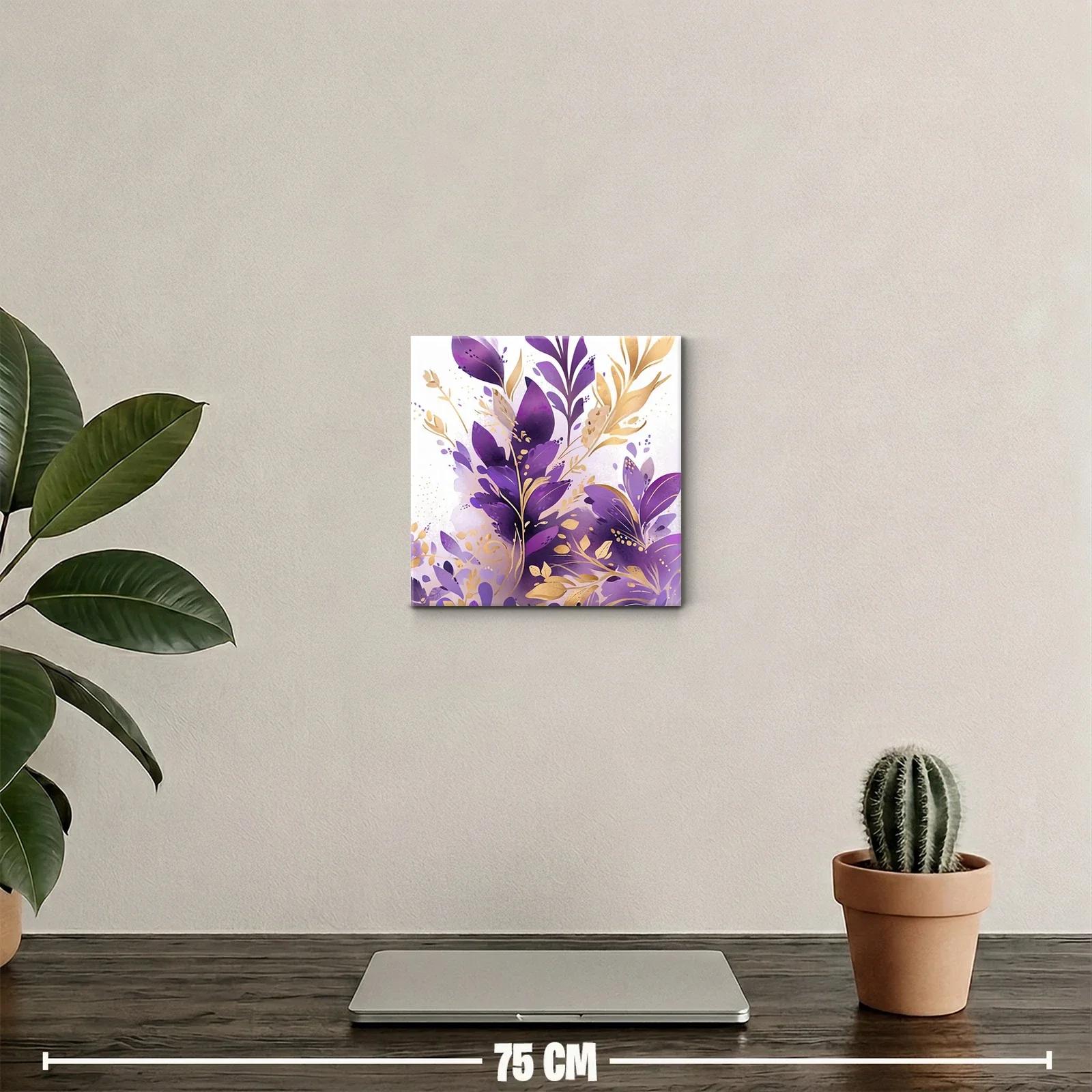 Elegancia floral en tonos morados y dorados para tu espacio — miniatura 2
