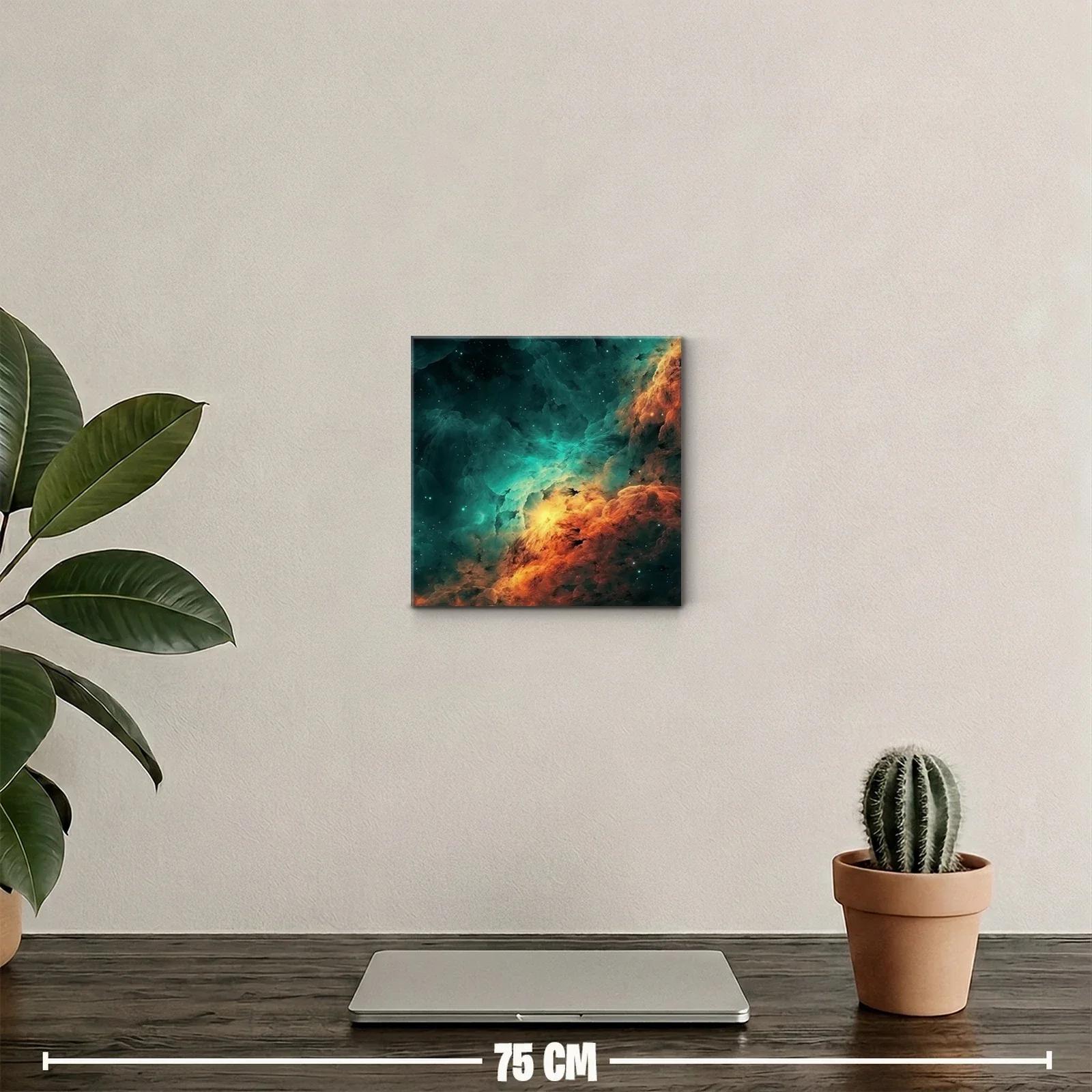Cuadro abstracto con explosión de luz y color cósmico — miniatura 2