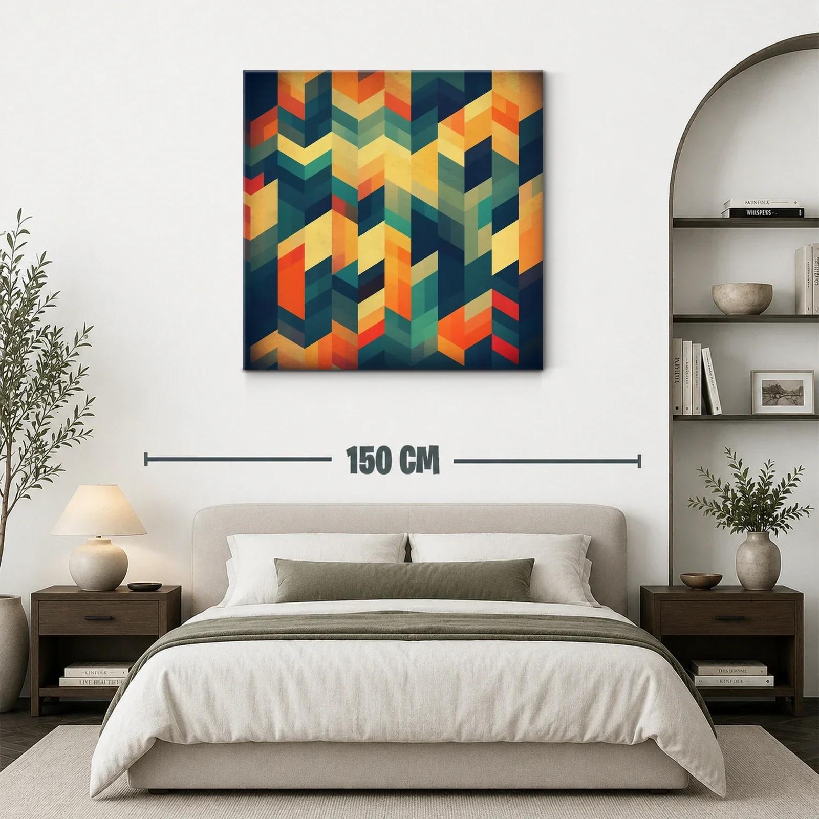 Diseño geométrico con tonos cálidos y frescos para pared — miniatura 3