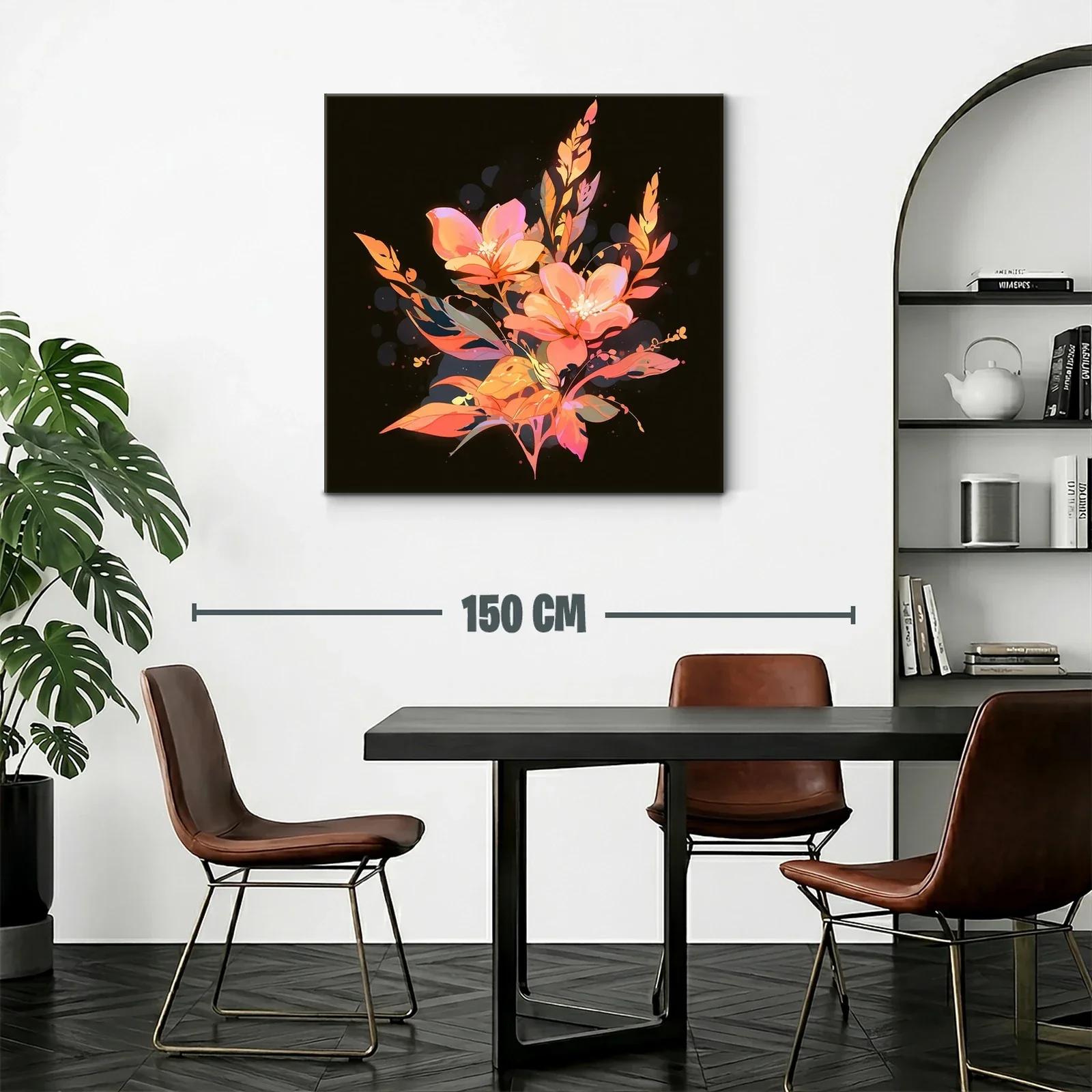 Composición floral vibrante con tonos cálidos sobre fondo oscuro — miniatura 2