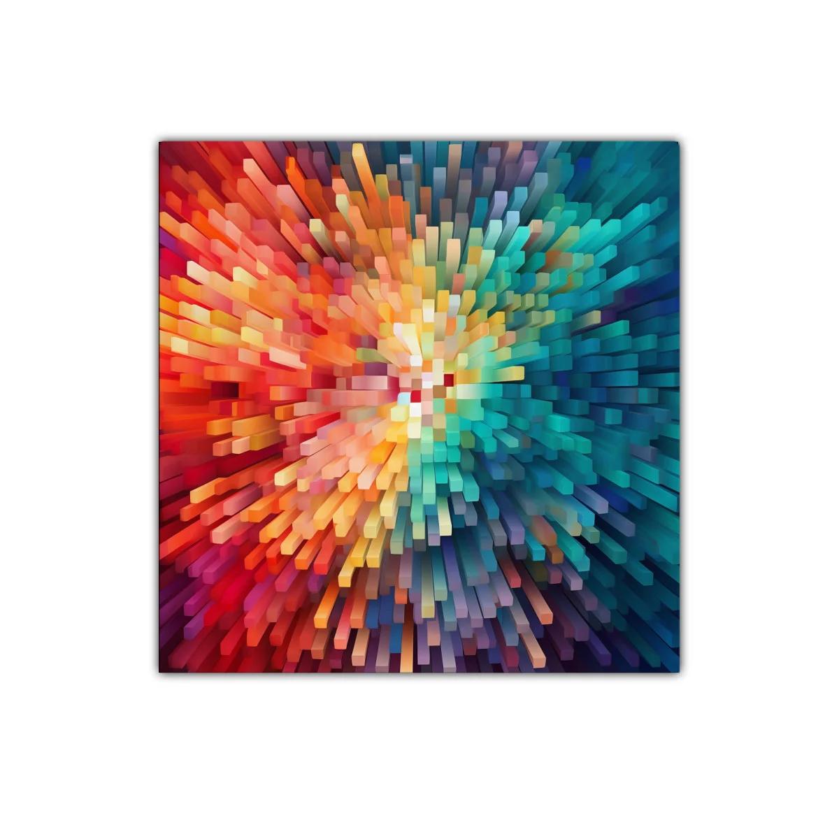 Cuadro abstracto explosión de colores vibrantes y formas dinámicas