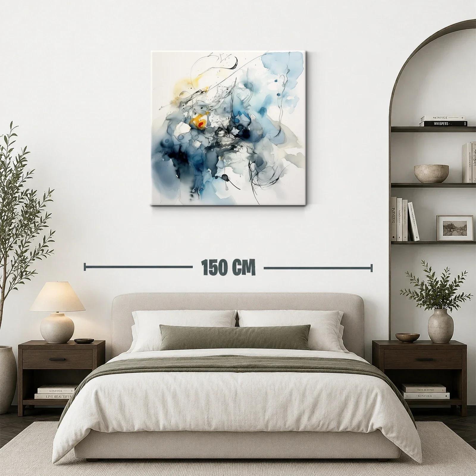 Arte abstracto con tonos azules y detalles en amarillo — miniatura 3