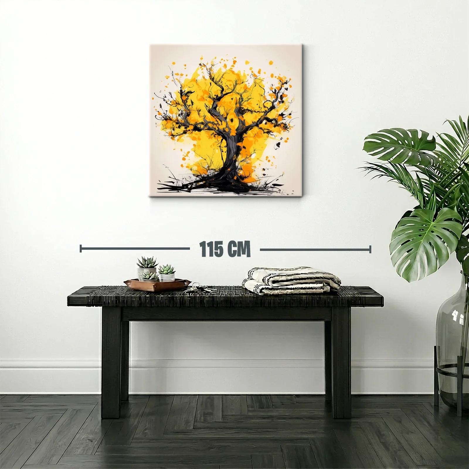 Árbol vibrante con hojas doradas en composición expresiva — miniatura 2