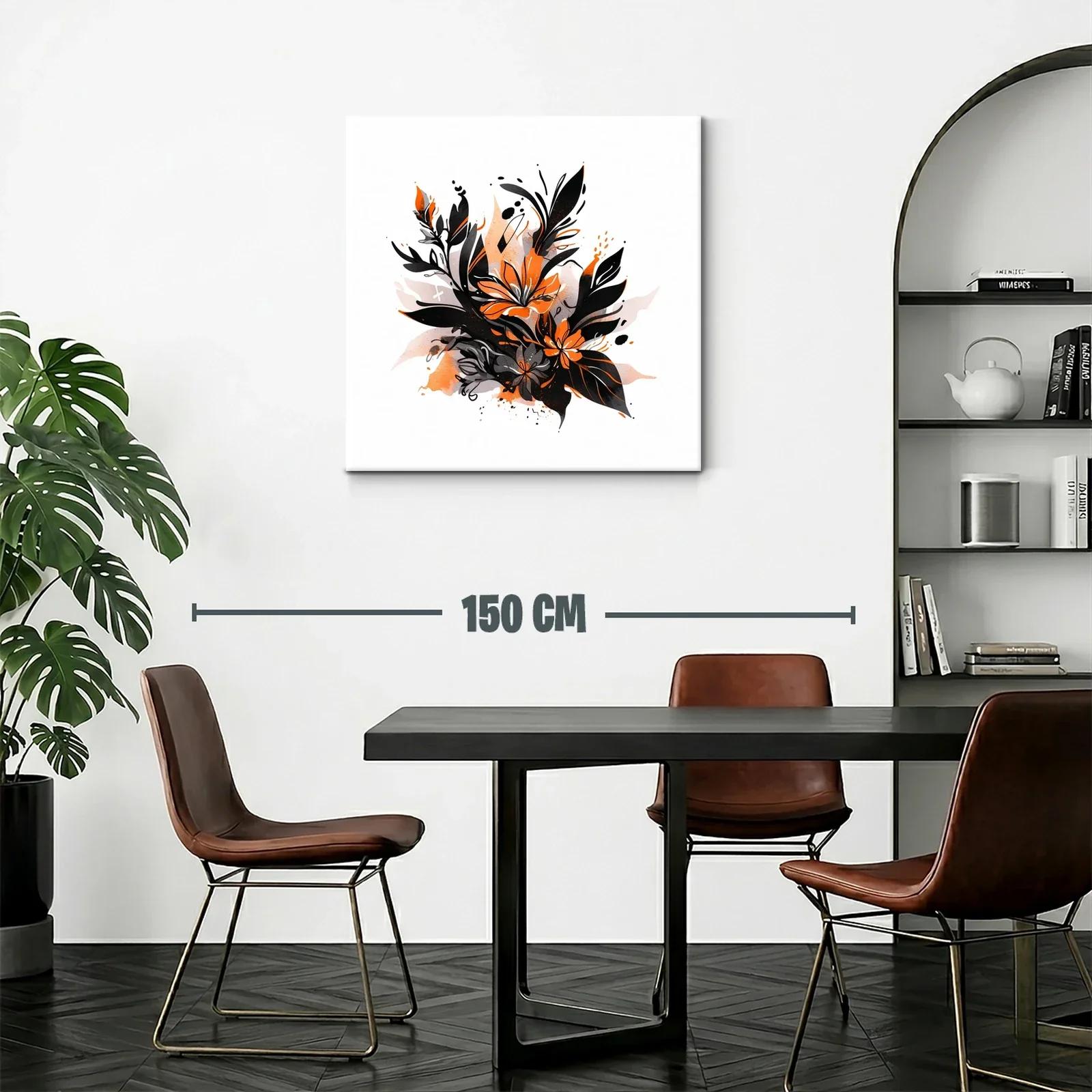 Composición floral en tonos negro y naranja vibrante — miniatura 2