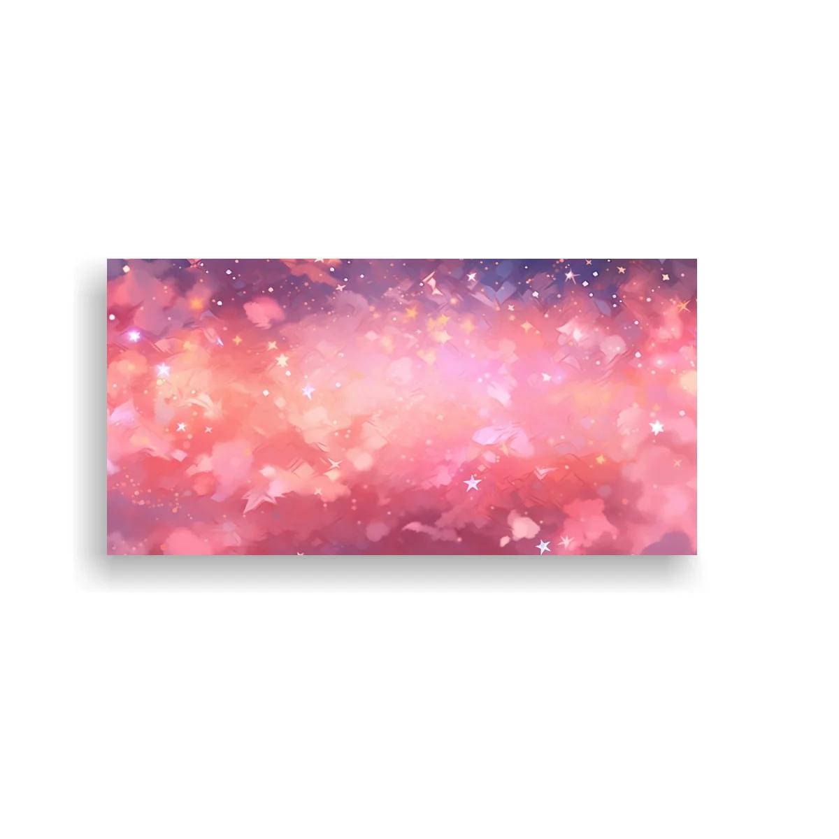 Cuadro cielo rosado de fantasía con estrellas dispersas