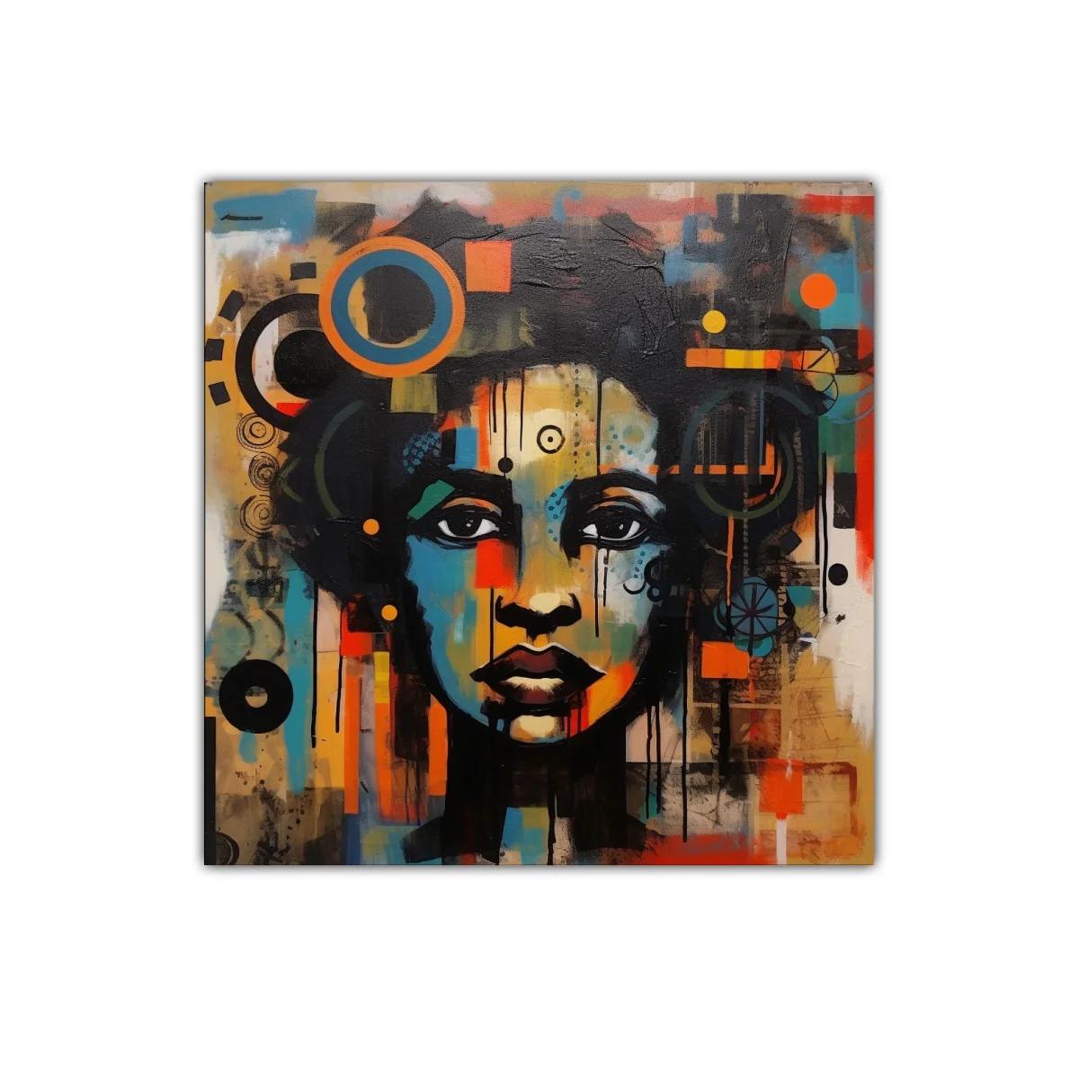 Rostro femenino abstracto con vibrante paleta cálida — imagen principal