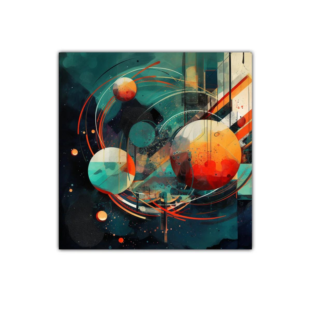 Composición abstracta con formas circulares y trazos dinámicos — miniatura 1