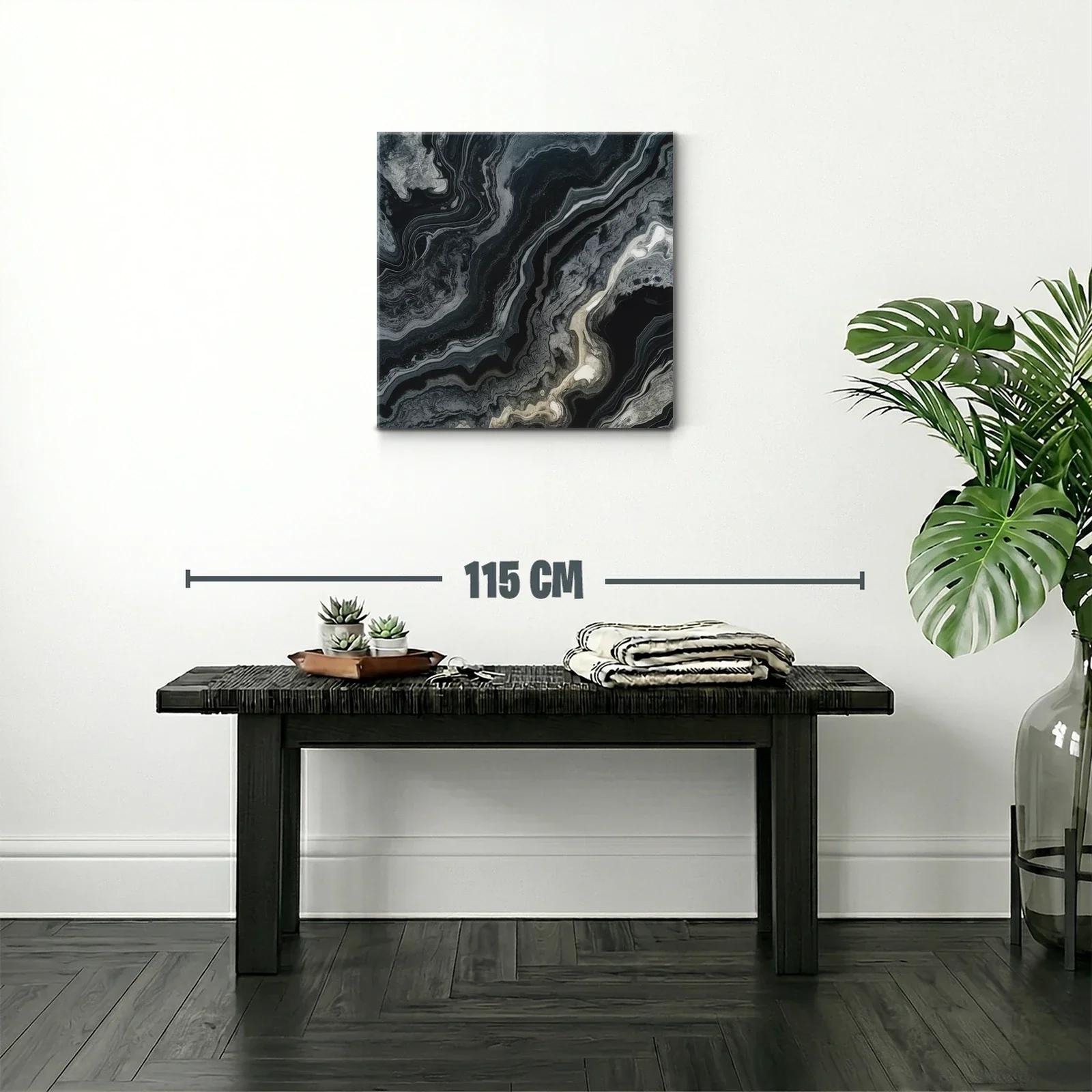 Cuadro abstracto en tonos grises y negros con toques beige — miniatura 2