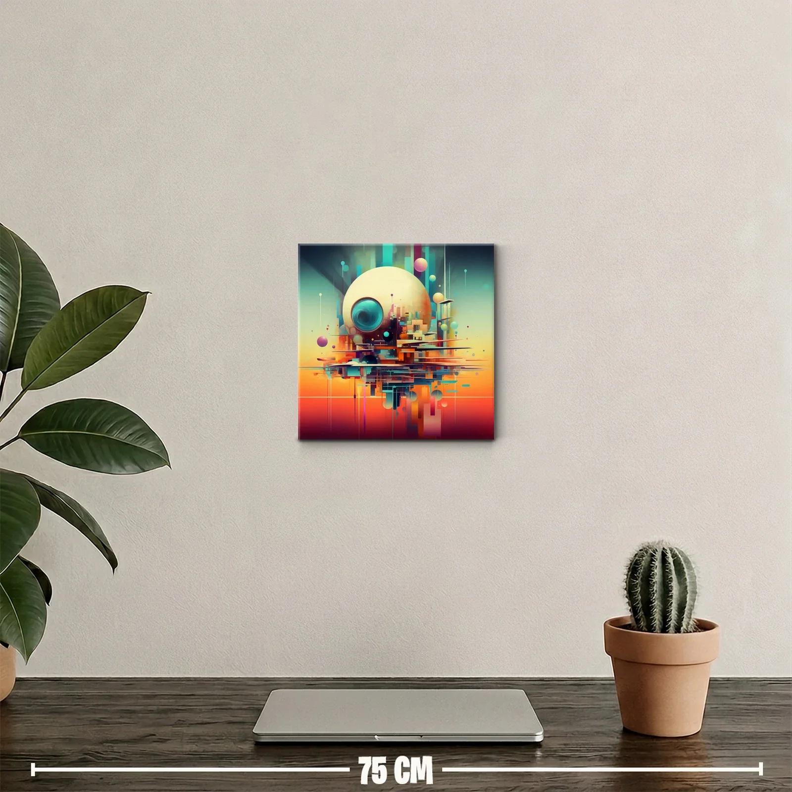 Arte abstracto con esfera gigante y formas geométricas coloridas — miniatura 2