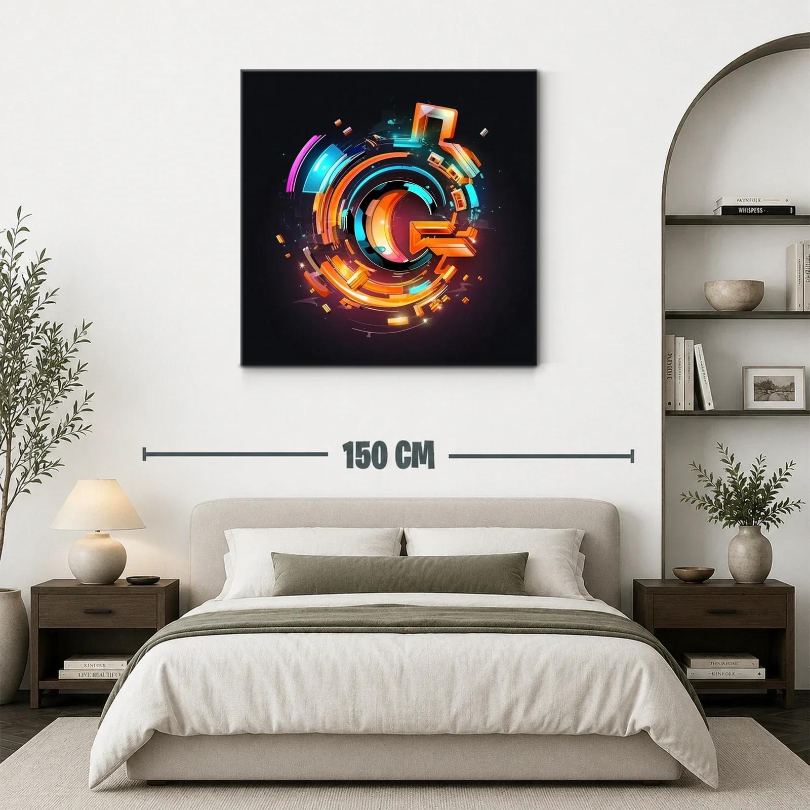 Composición abstracta dinámica en tonos cálidos y fríos vivos — miniatura 3