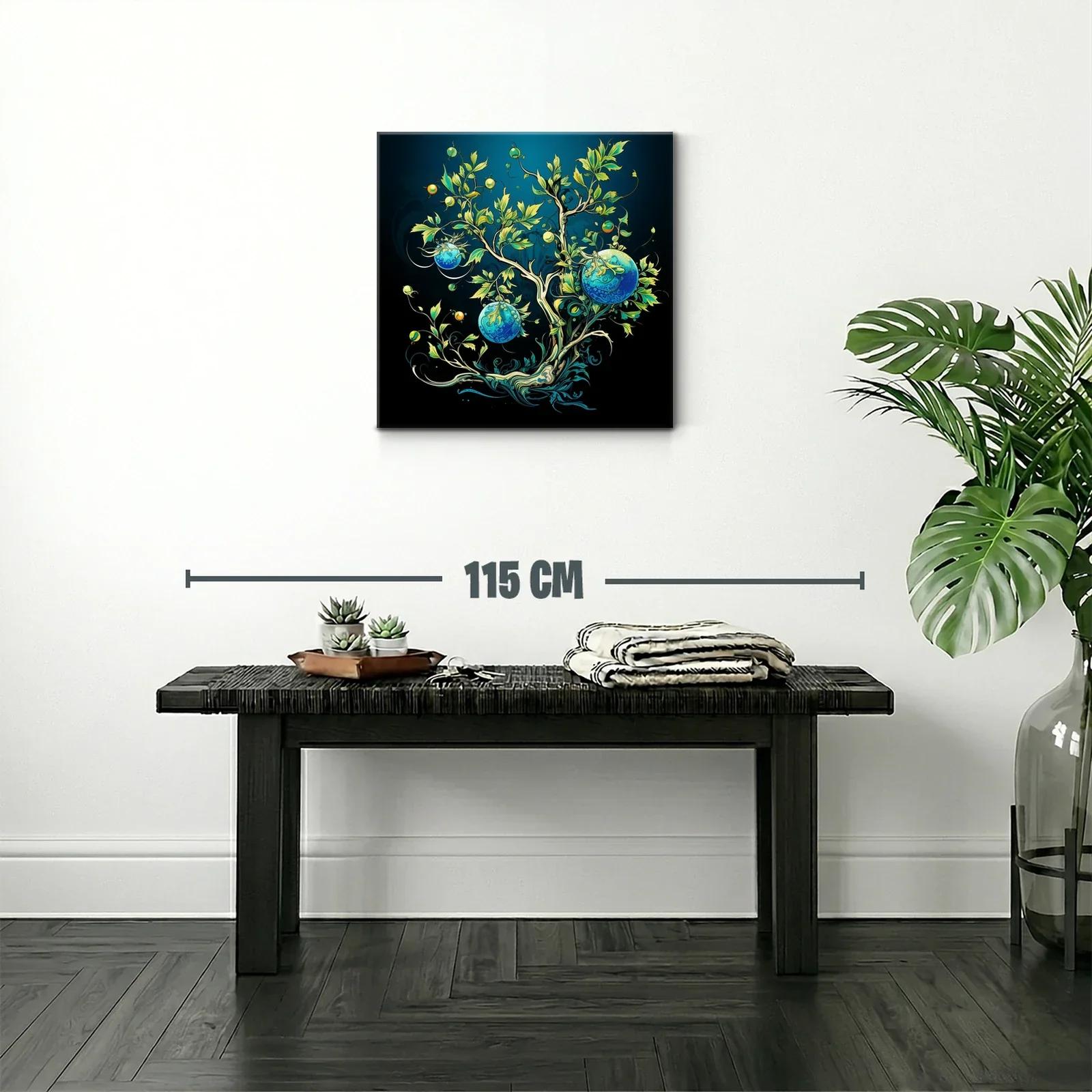 Árbol imaginario con esferas azules y tonos verdes vibrantes — miniatura 2
