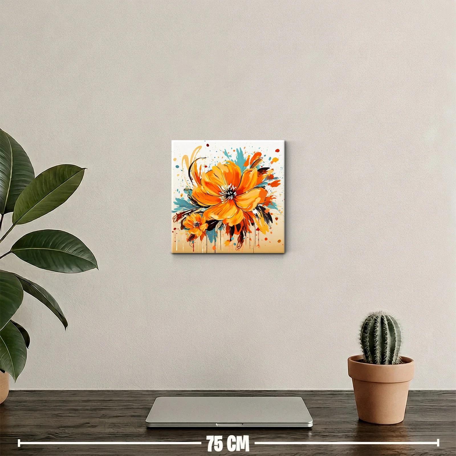 Explosión vibrante de flores en tonos naranjas y azules — miniatura 2