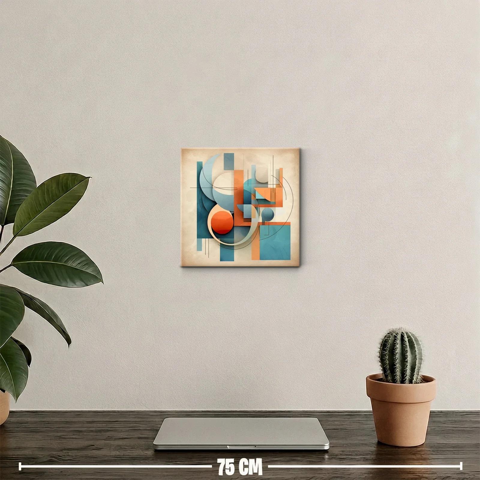 Composición abstracta con formas geométricas en tonos cálidos y fríos — miniatura 2