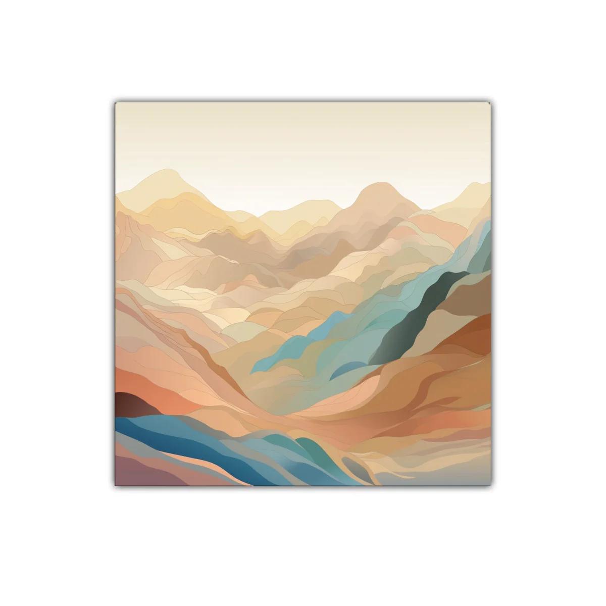 Paisaje abstracto de montañas en tonos cálidos y fríos suaves — imagen principal