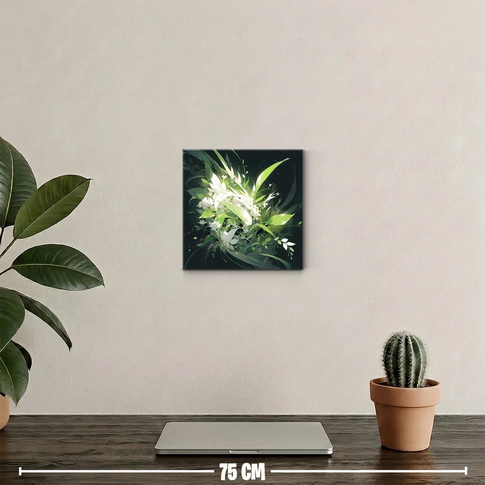 Cuadro decorativo de ramo floral en tonos verdes y blancos — miniatura 2