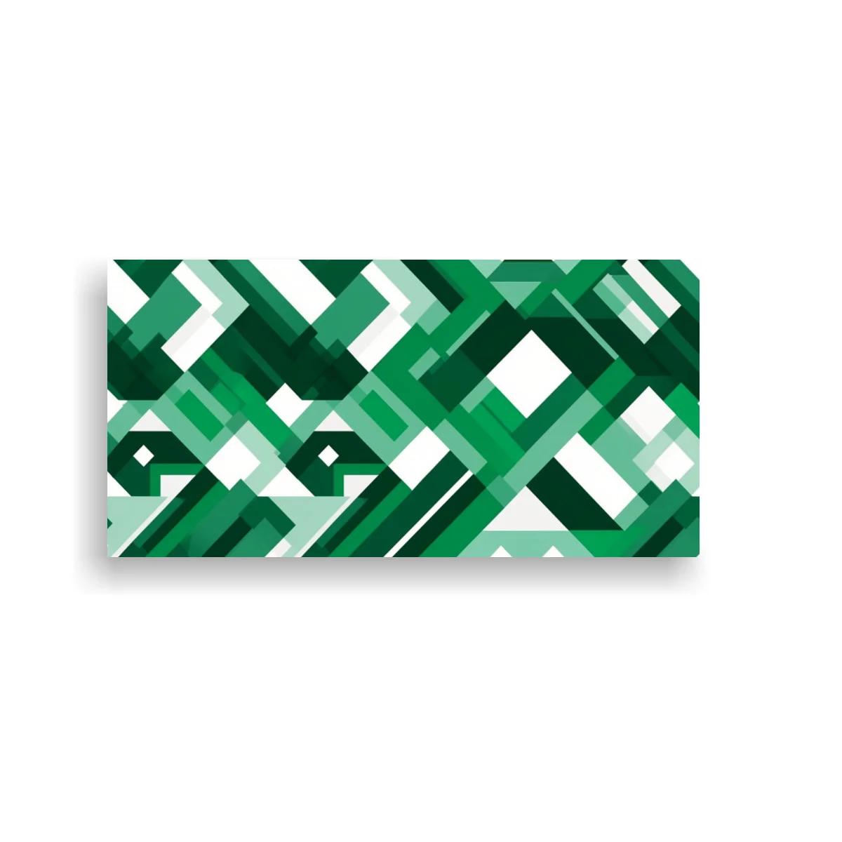 Cuadro patrón geométrico de rombos verdes y blancos