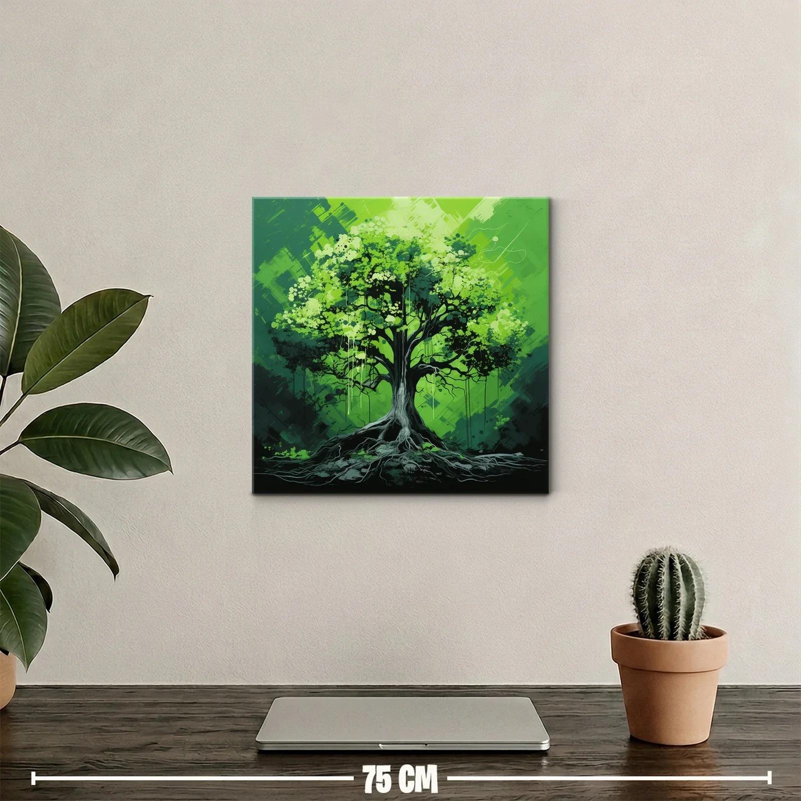 Cuadro árbol verde con raíces y copa frondosa — miniatura 2