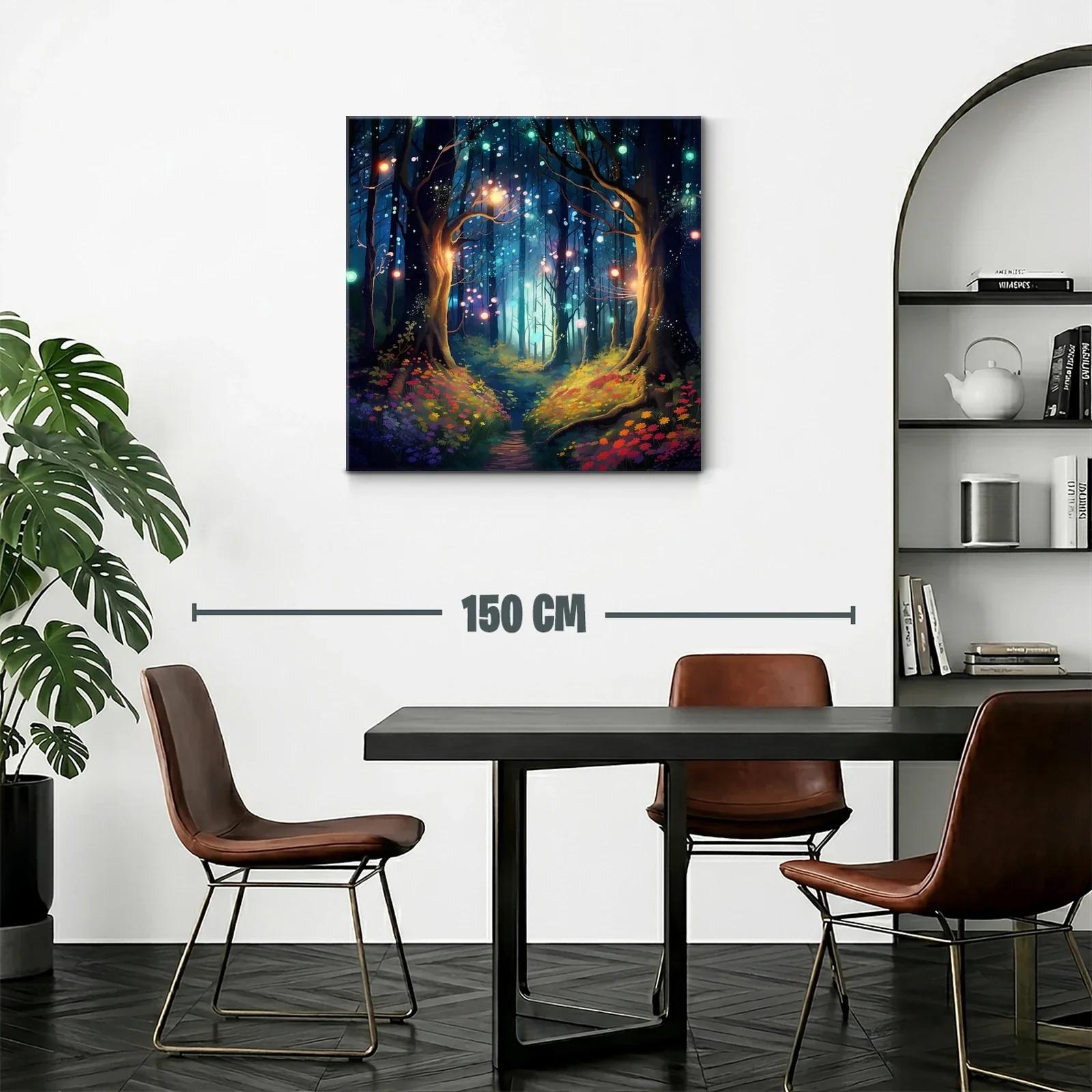 Bosque encantado con luces mágicas y flores vibrantes — miniatura 2