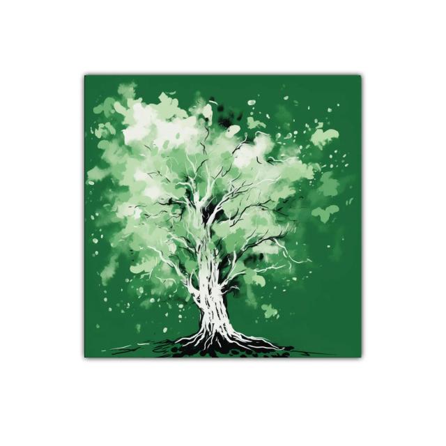 Árbol verde con estilo acuarela y toque artístico