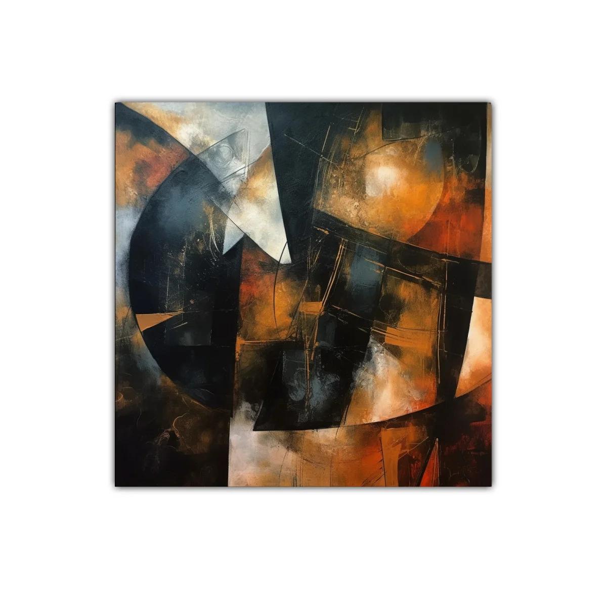 Cuadro abstracto con tonos cálidos y contrastes oscuros — miniatura 1