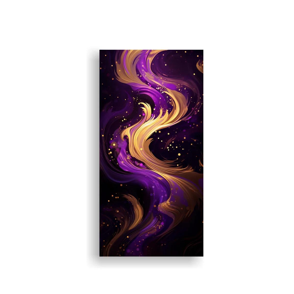 Cuadro remolino abstracto morado y dorado — imagen principal