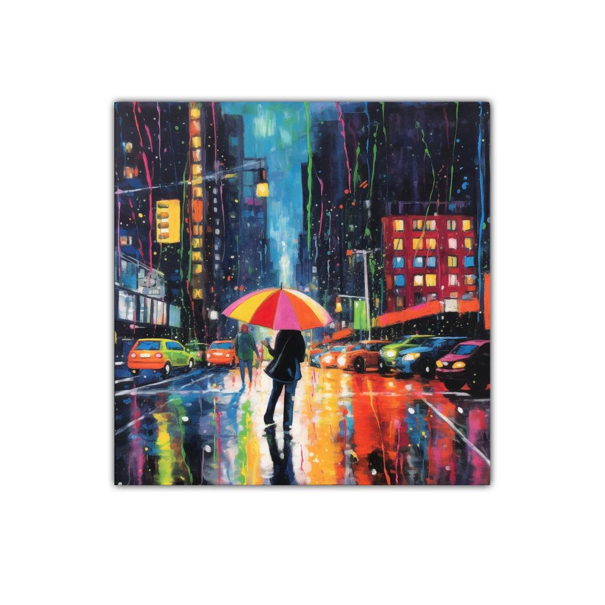 Ambiente urbano nocturno lleno de luz y color vibrante — imagen principal