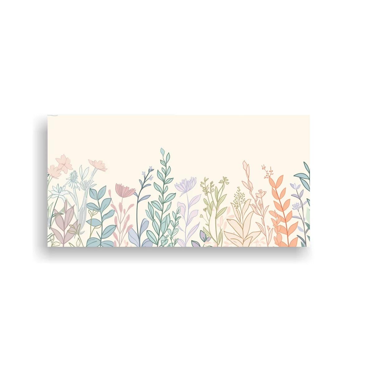 Cuadro flores silvestres con friso floral y fondo claro