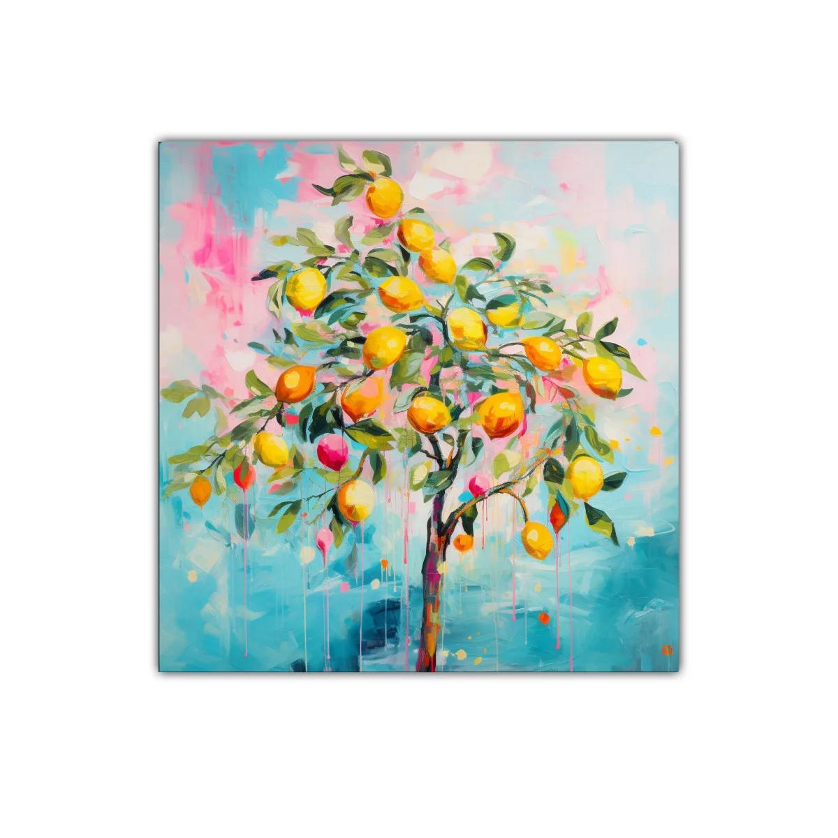 Cuadro decorativo árbol de limones vibrante y colorido — imagen principal