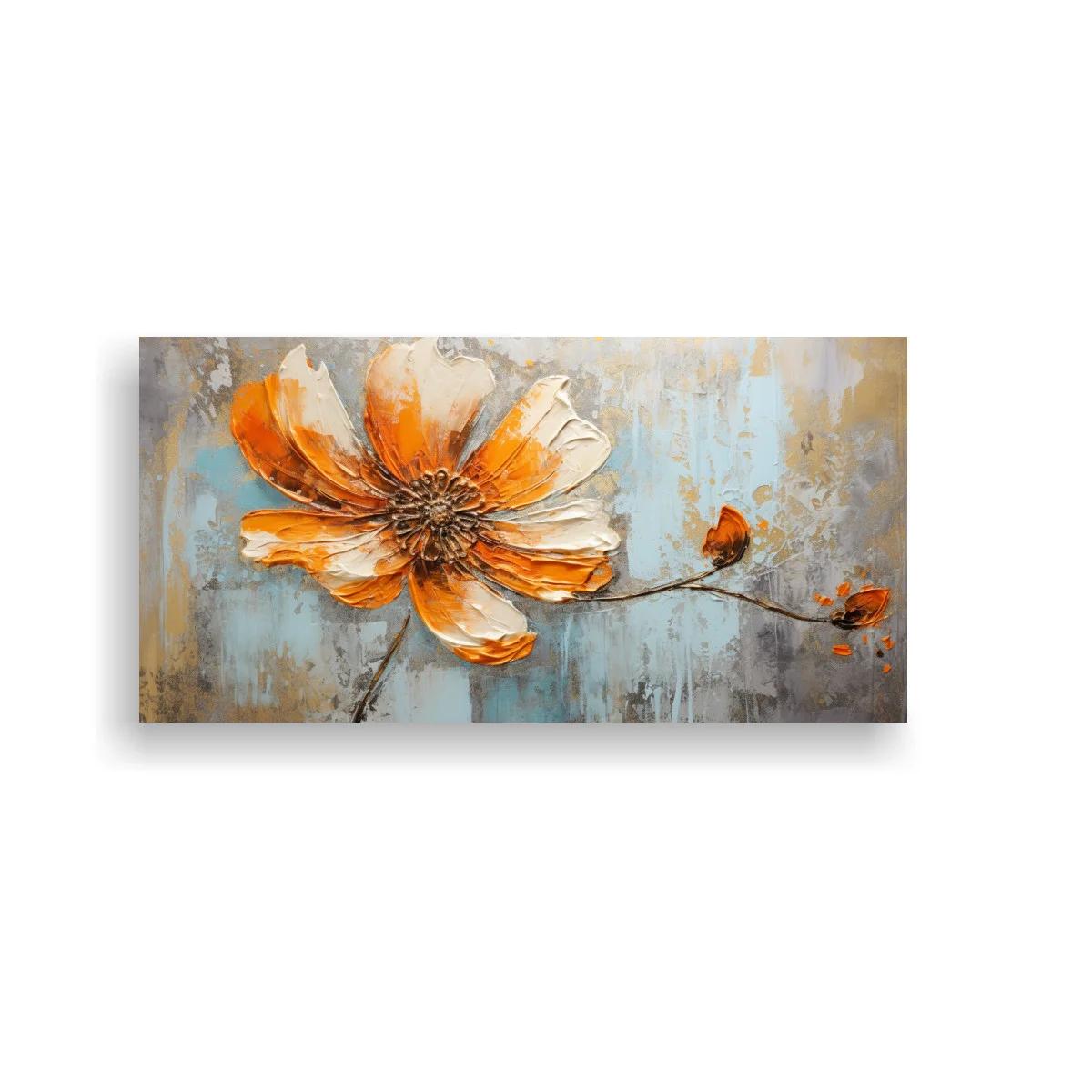 Cuadro flor anaranjada con tallo curvado