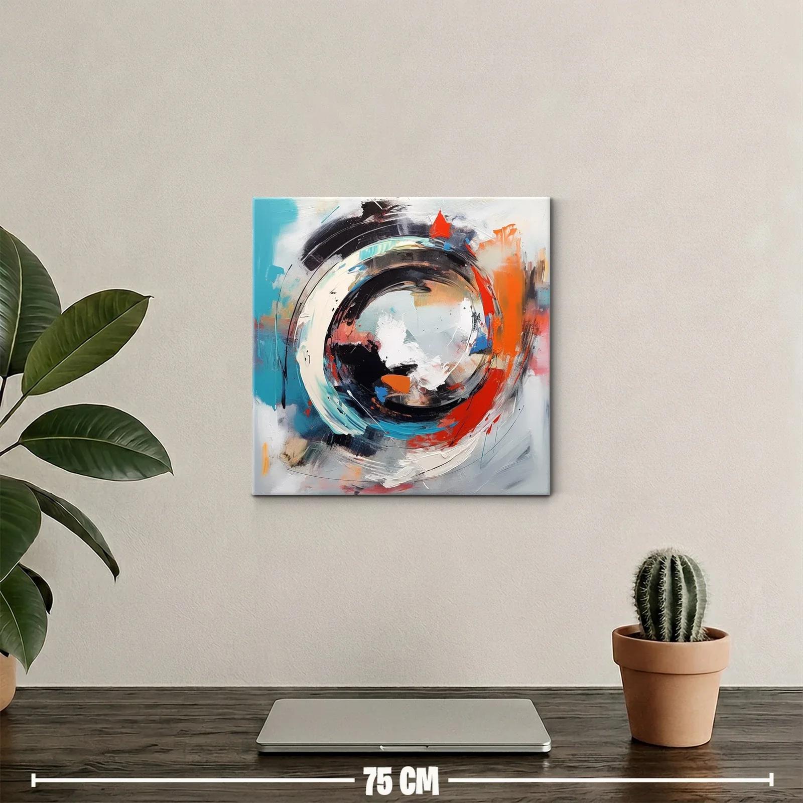 Cuadro abstracto con vibrantes tonos azules y naranjas — miniatura 2