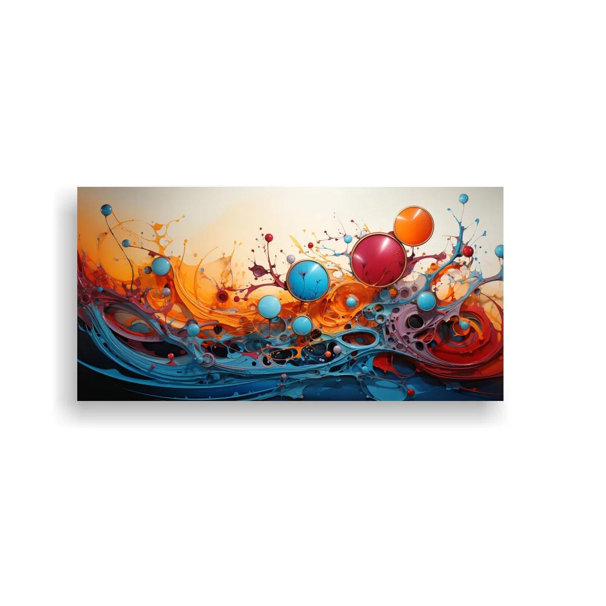 Cuadro salpicadura abstracta de pintura con esferas y movimiento