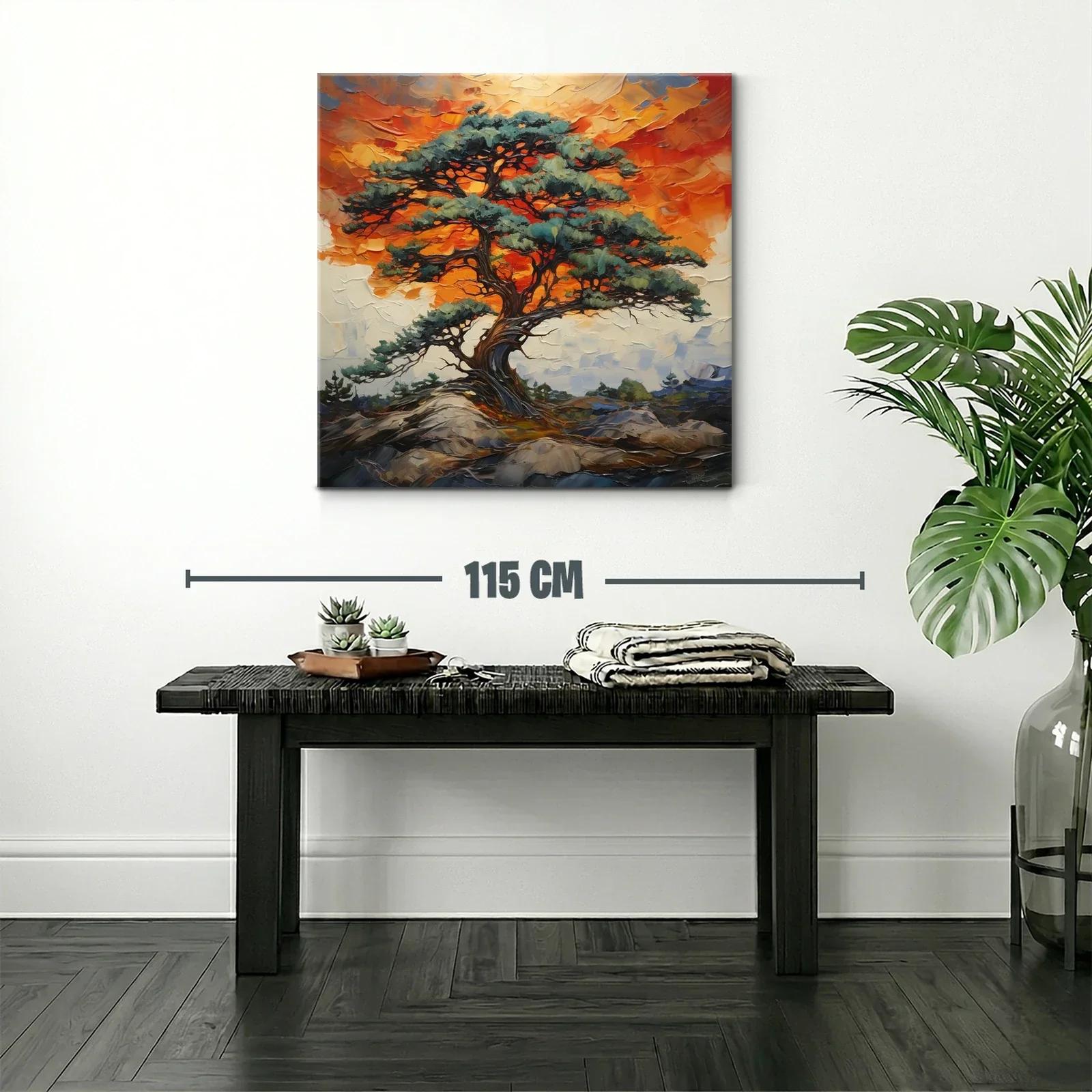 Árbol solitario con cielo fuego en paisaje natural — miniatura 2