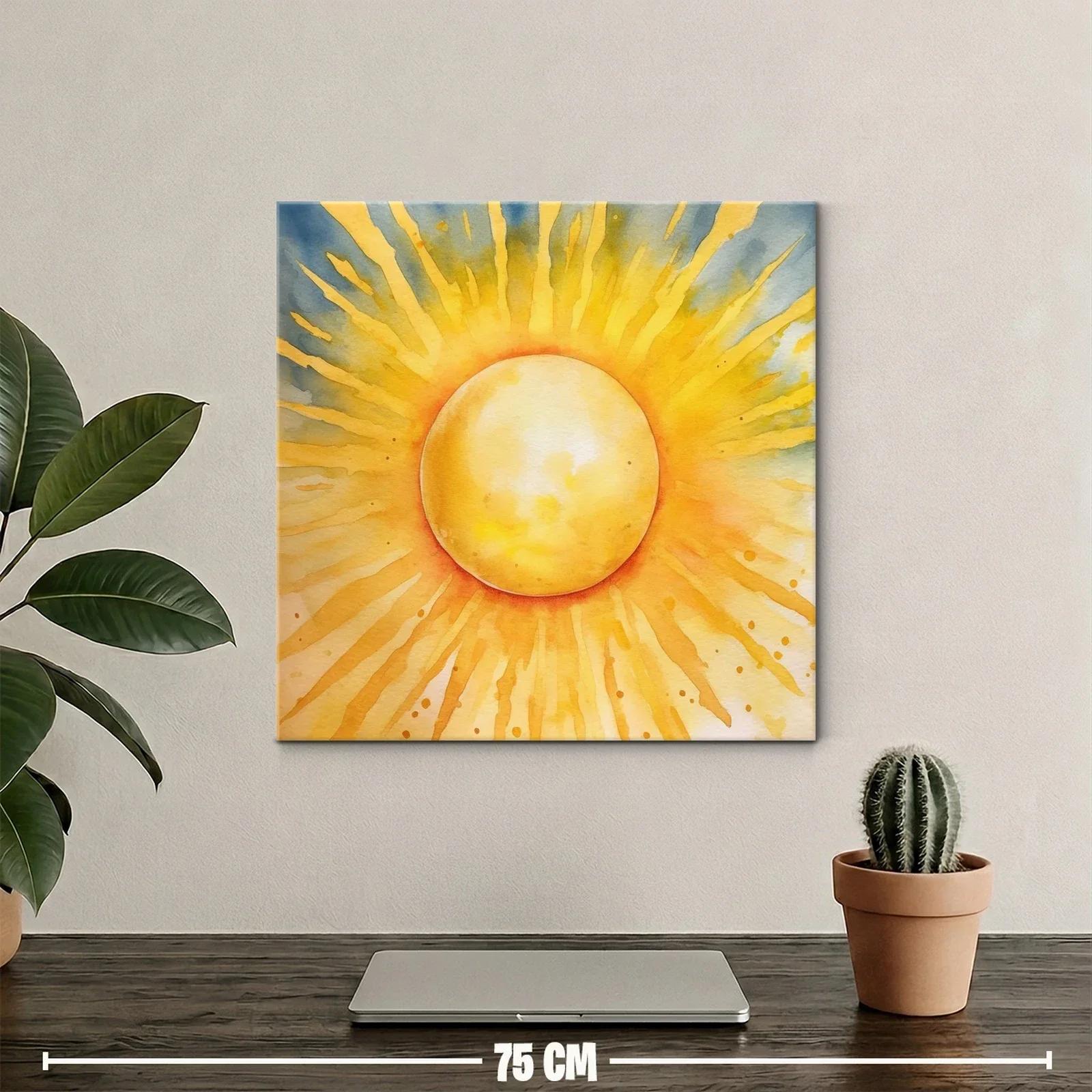 Cuadro vibrante con sol radiante en tonos cálidos — miniatura 2