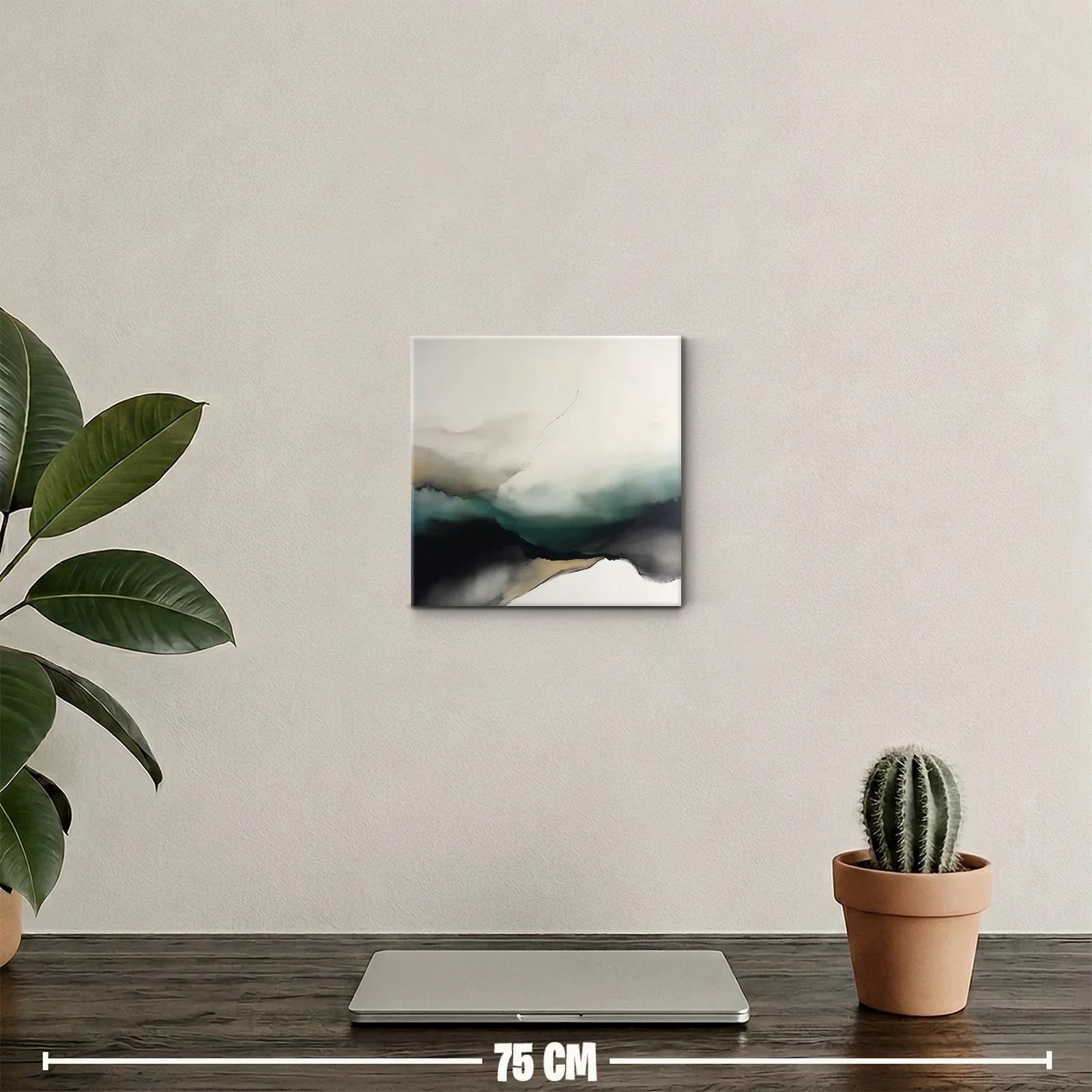 Cuadro abstracto con tonos grises verdes y beige para decoración elegante — miniatura 2