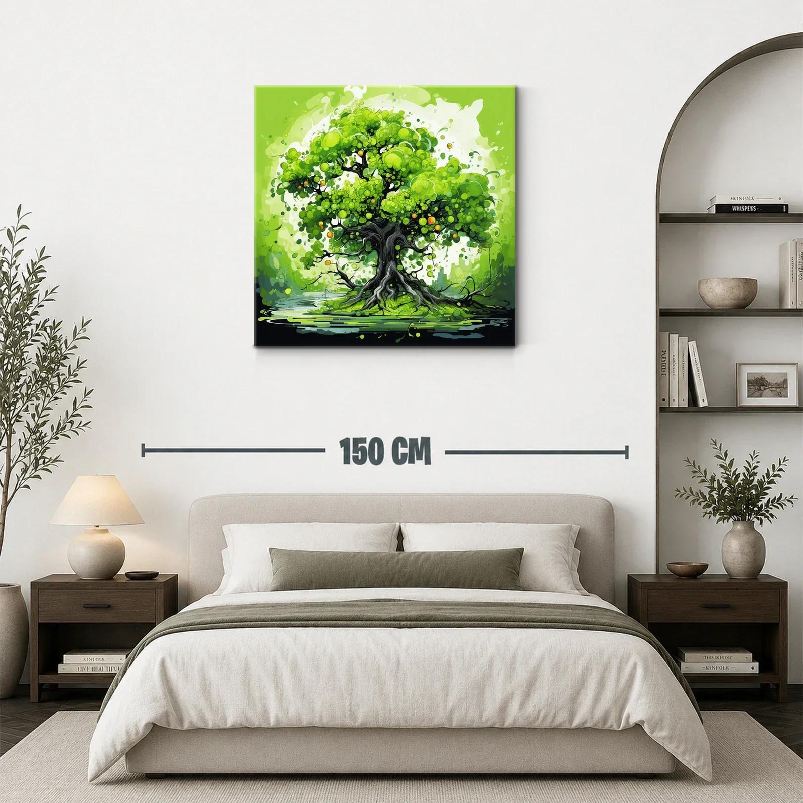 Árbol con vibrantes tonos verdes y detalles en naranja — miniatura 3