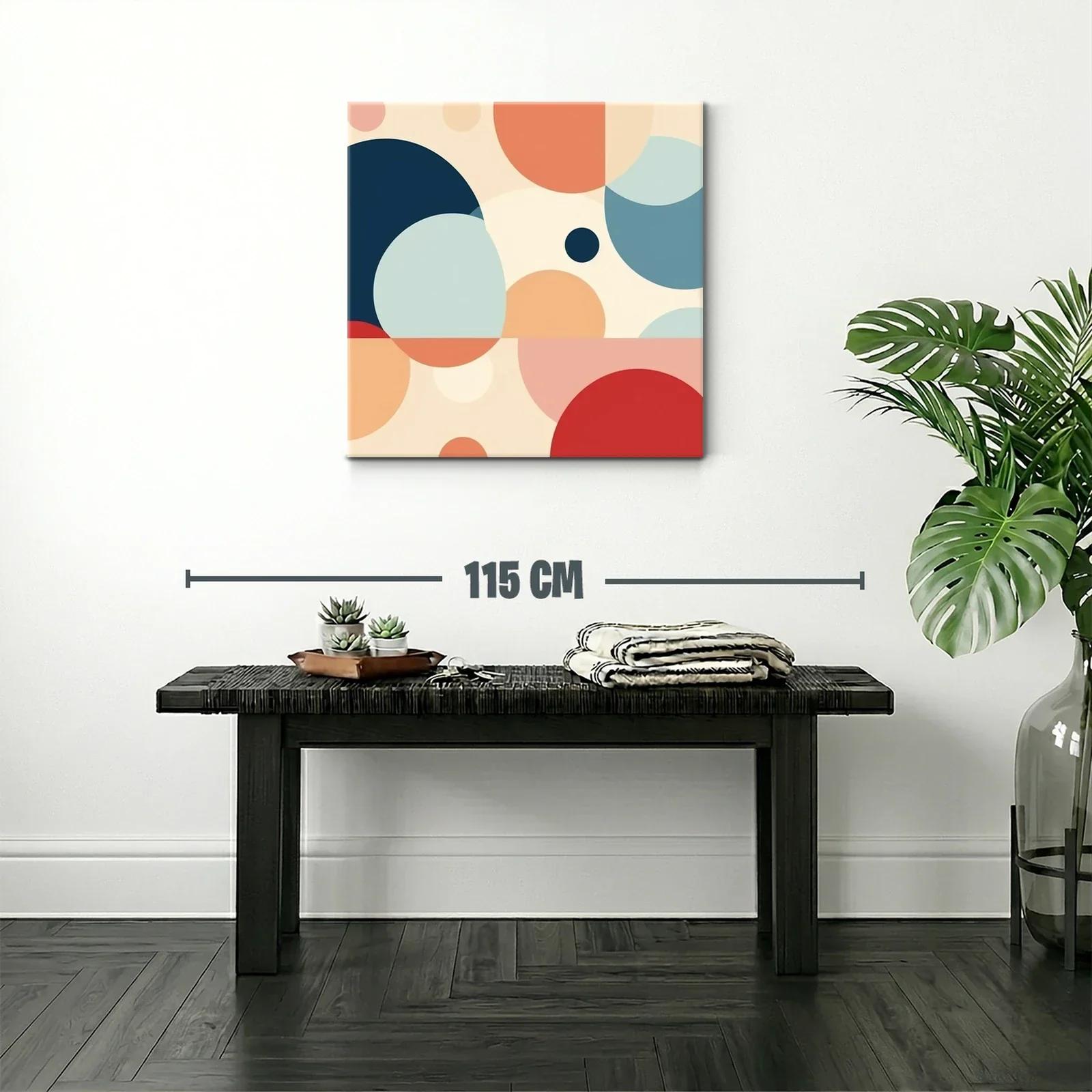Composición abstracta con círculos en tonos cálidos y azulados — miniatura 2