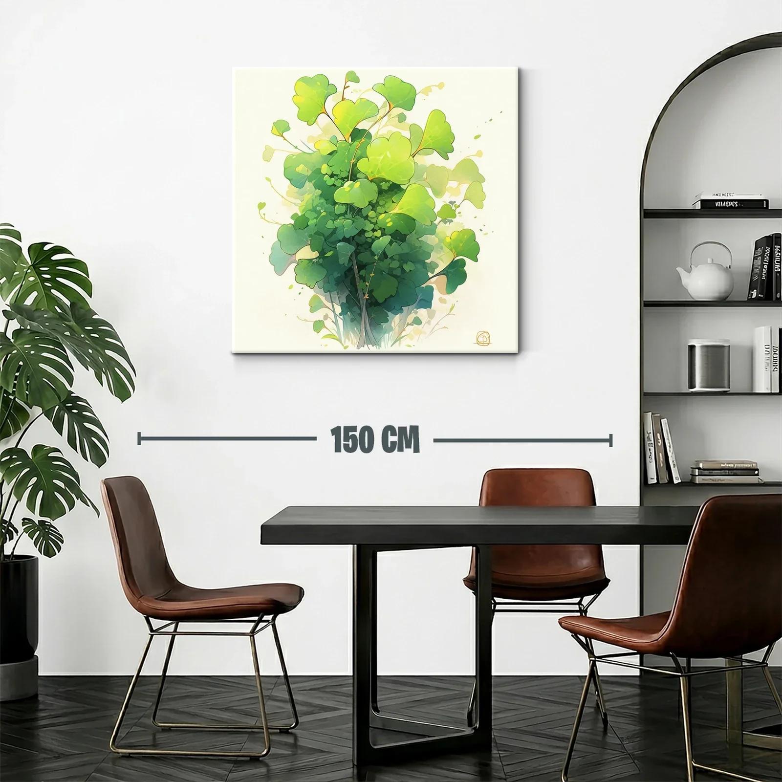 Cuadro con diseño de hojas verdes en tonos vibrantes — miniatura 2