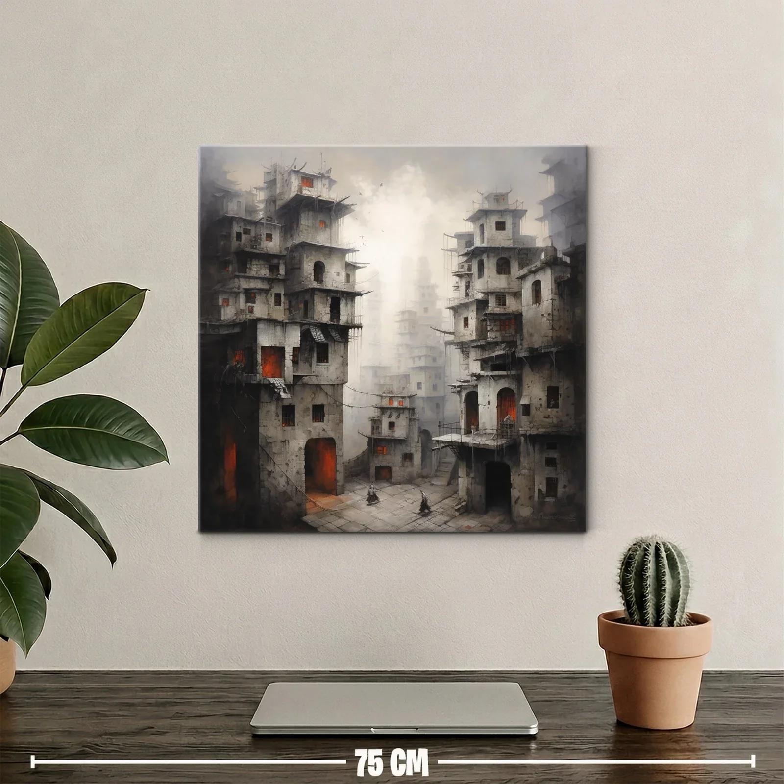 Ciudad misteriosa con arquitectura antigua y luz cálida — miniatura 2